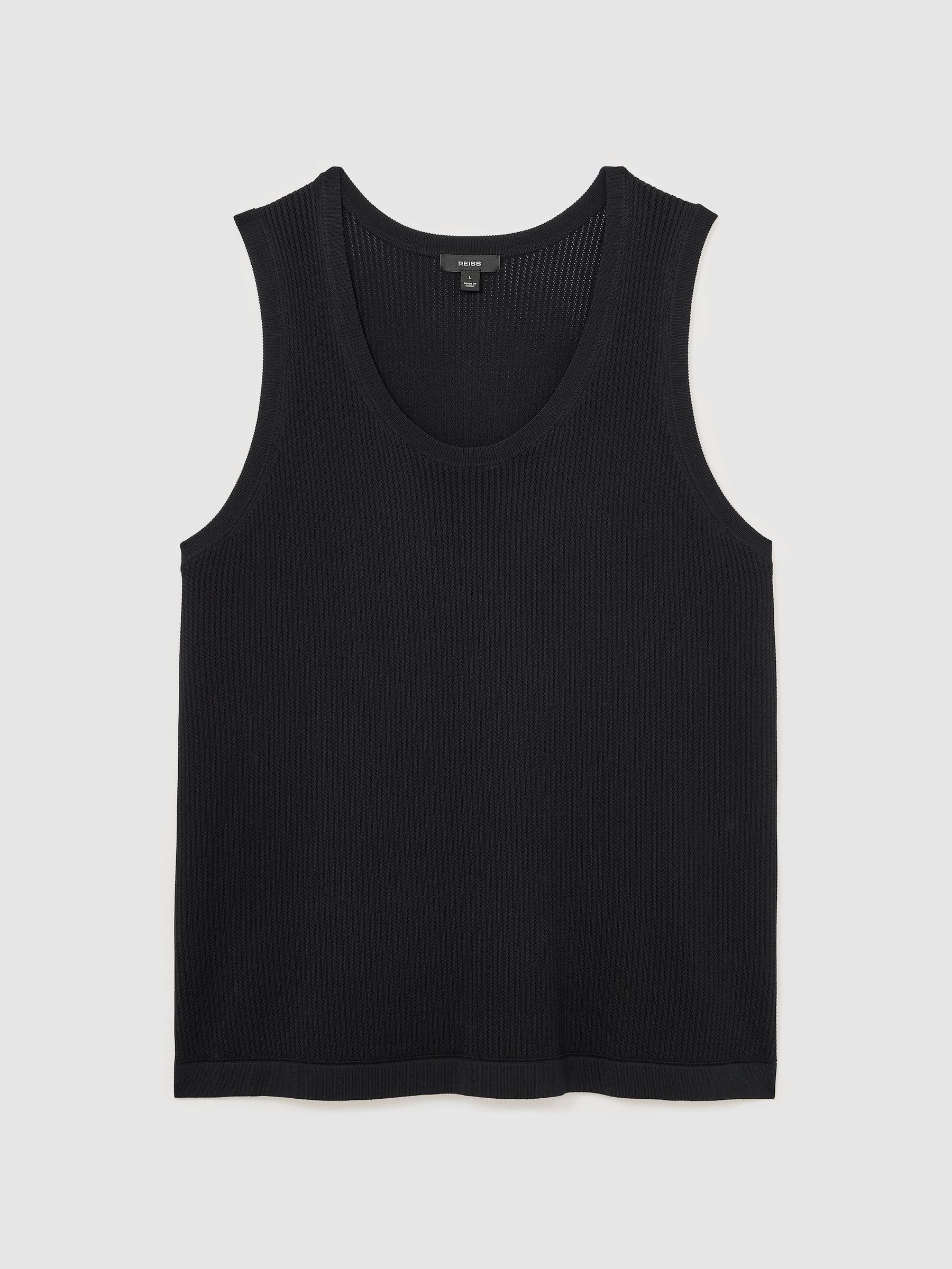 Textured-Knit Round-Neck Vest in Black - Image 2 of 6
