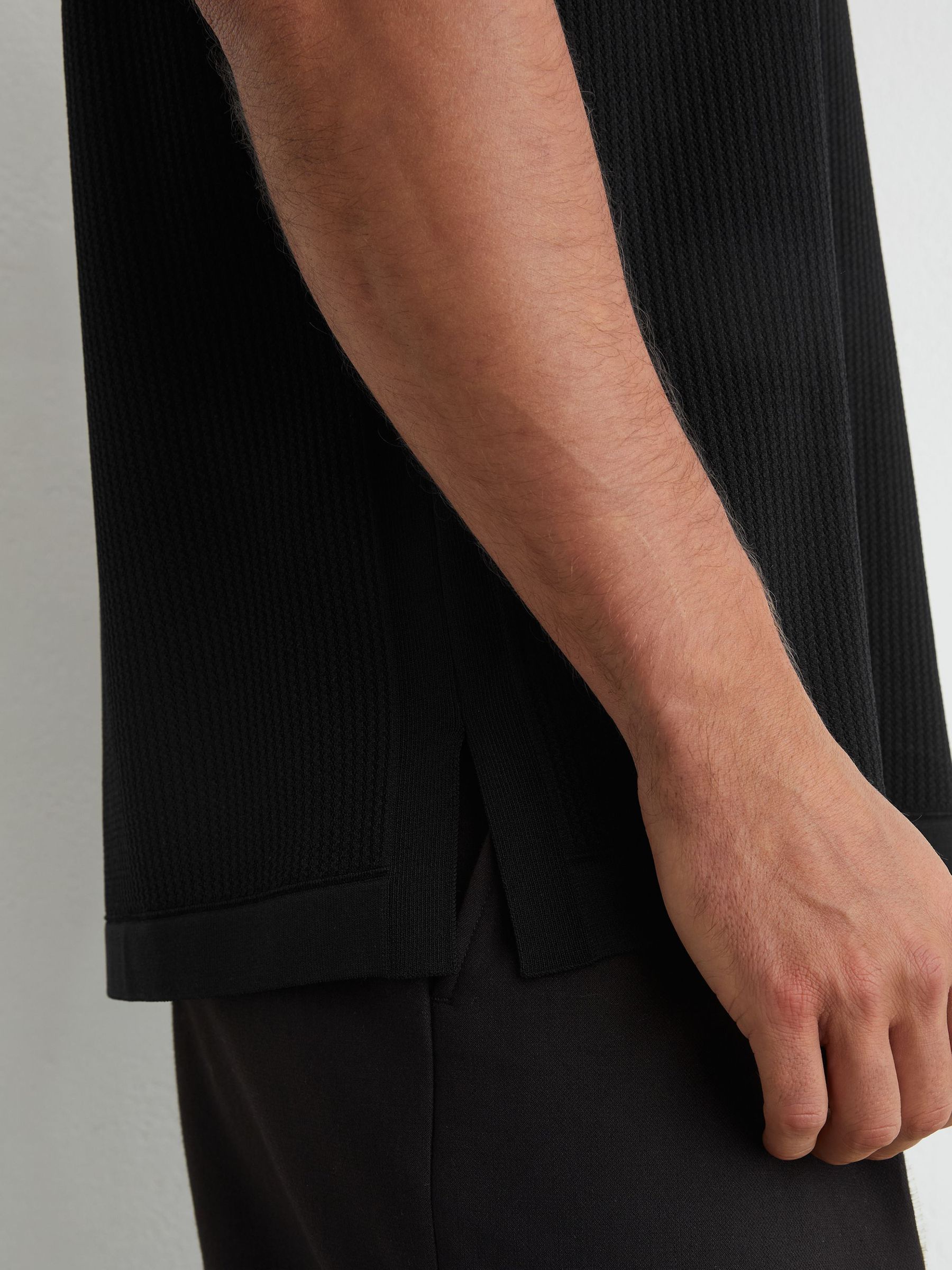 Textured-Knit Round-Neck Vest in Black - Image 3 of 6