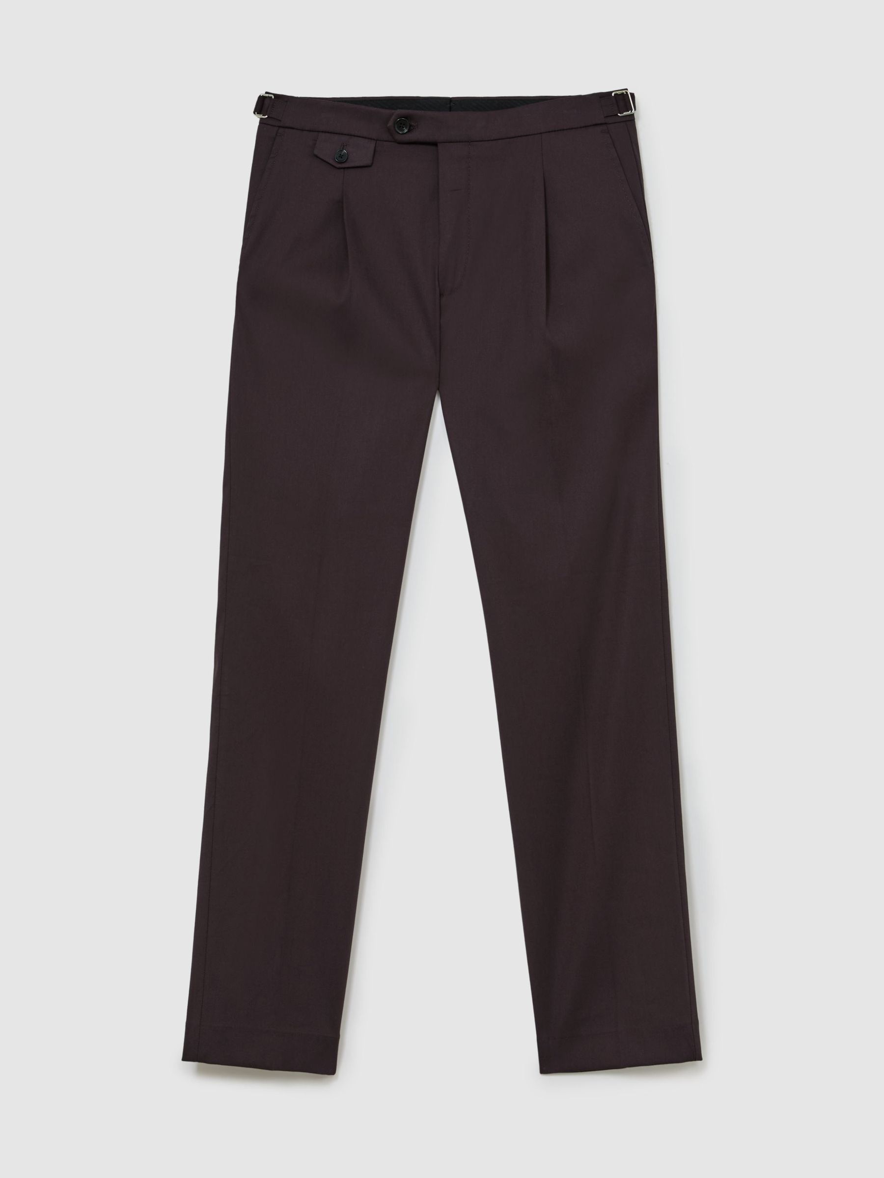 Cotton-Blend Side-Adjuster Trousers Tailored-Fit in Aubergine Purple - Bild 2 von 6