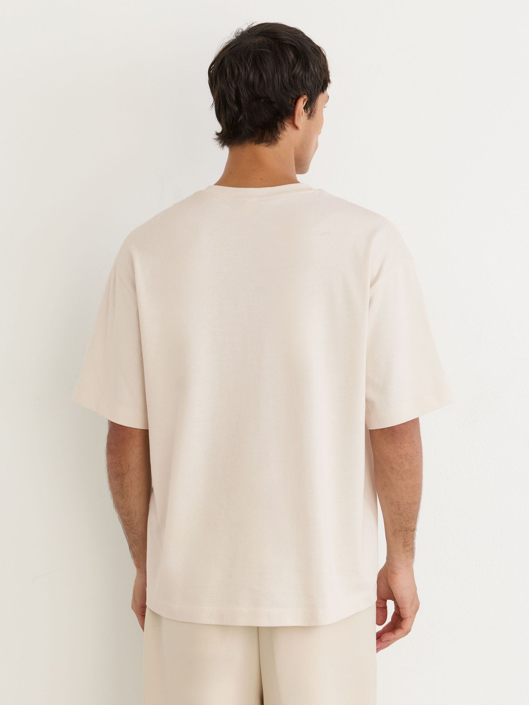Monogram Motif Cotton Relaxed-Fit T-Shirt in Ecru - Image 5 of 6