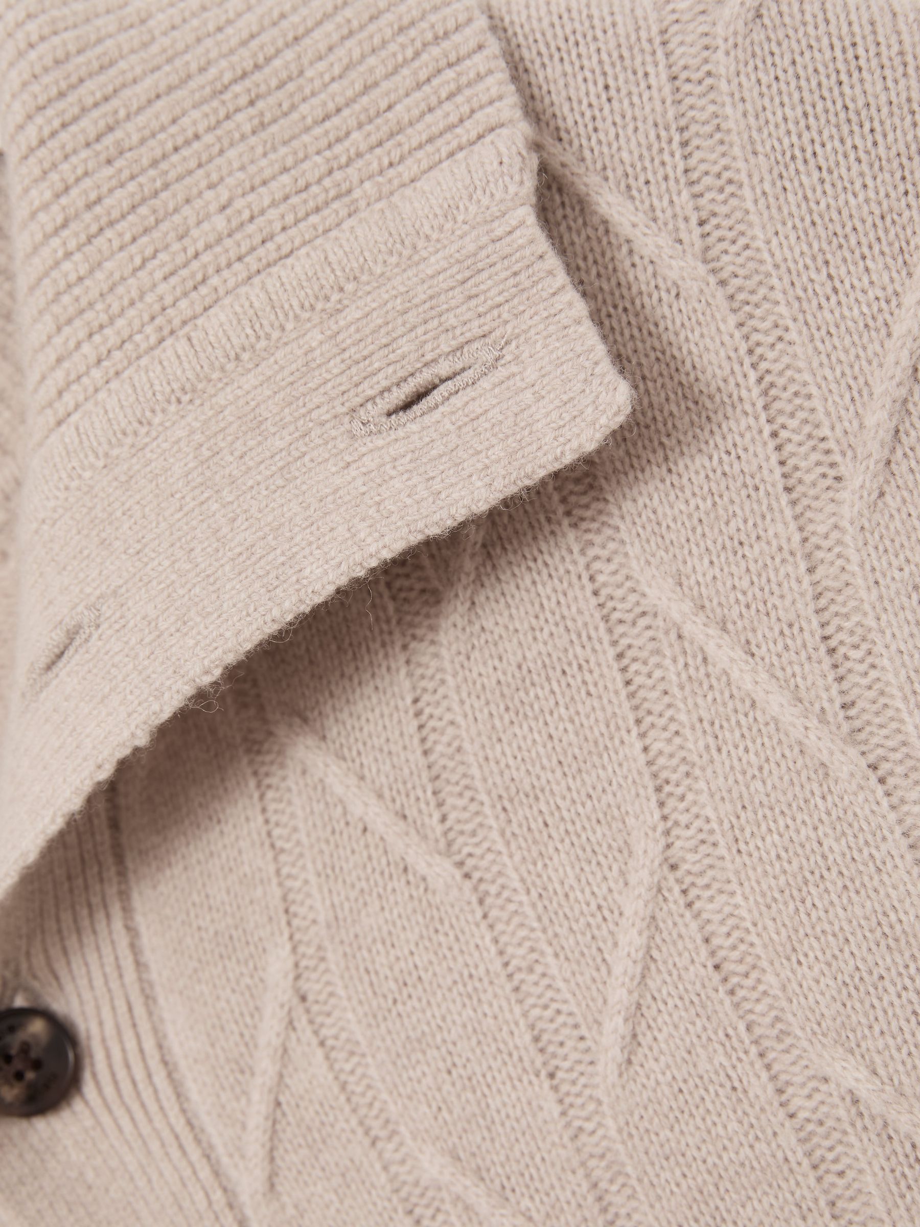 Wool Stitch-Detail Half-Button Jumper in Oatmeal - Image 7 of 7