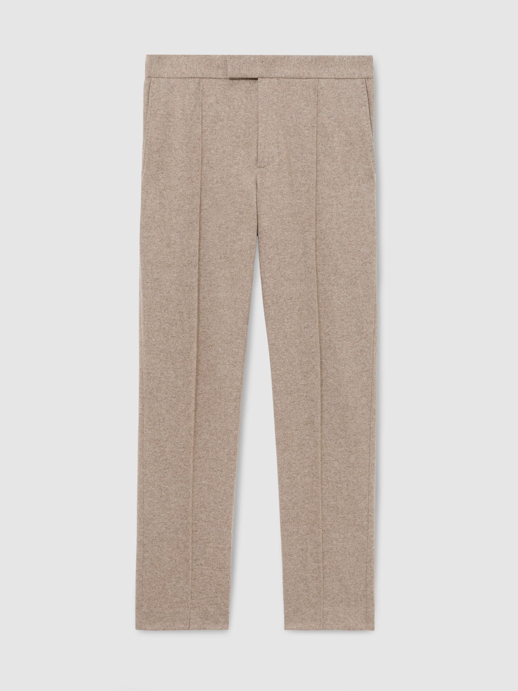 Flannel Drawstring Tailored-Fit Suit Trousers in Oatmeal Brown - Image 2 of 7