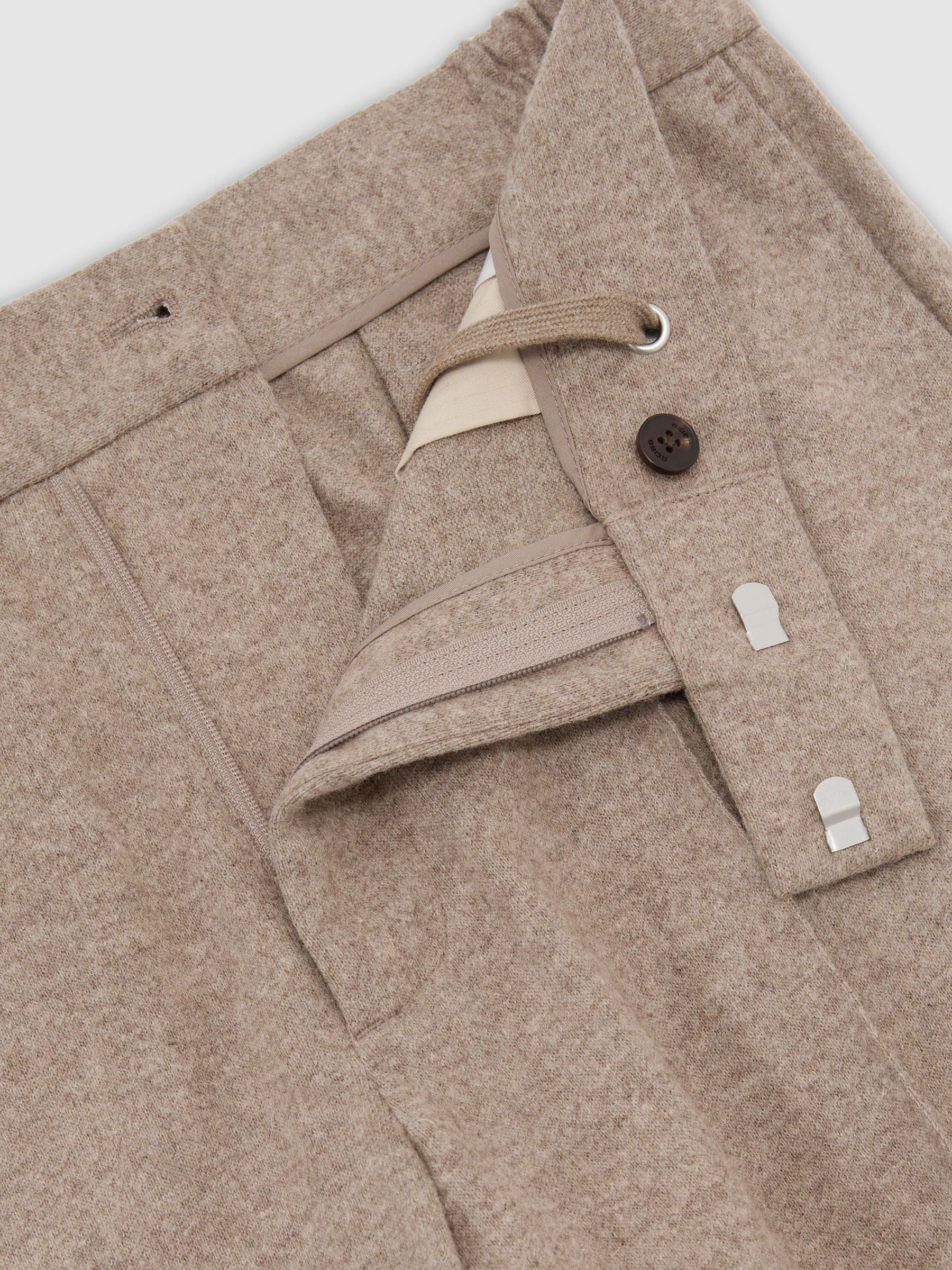 Flannel Drawstring Tailored-Fit Suit Trousers in Oatmeal Brown - Image 6 of 7