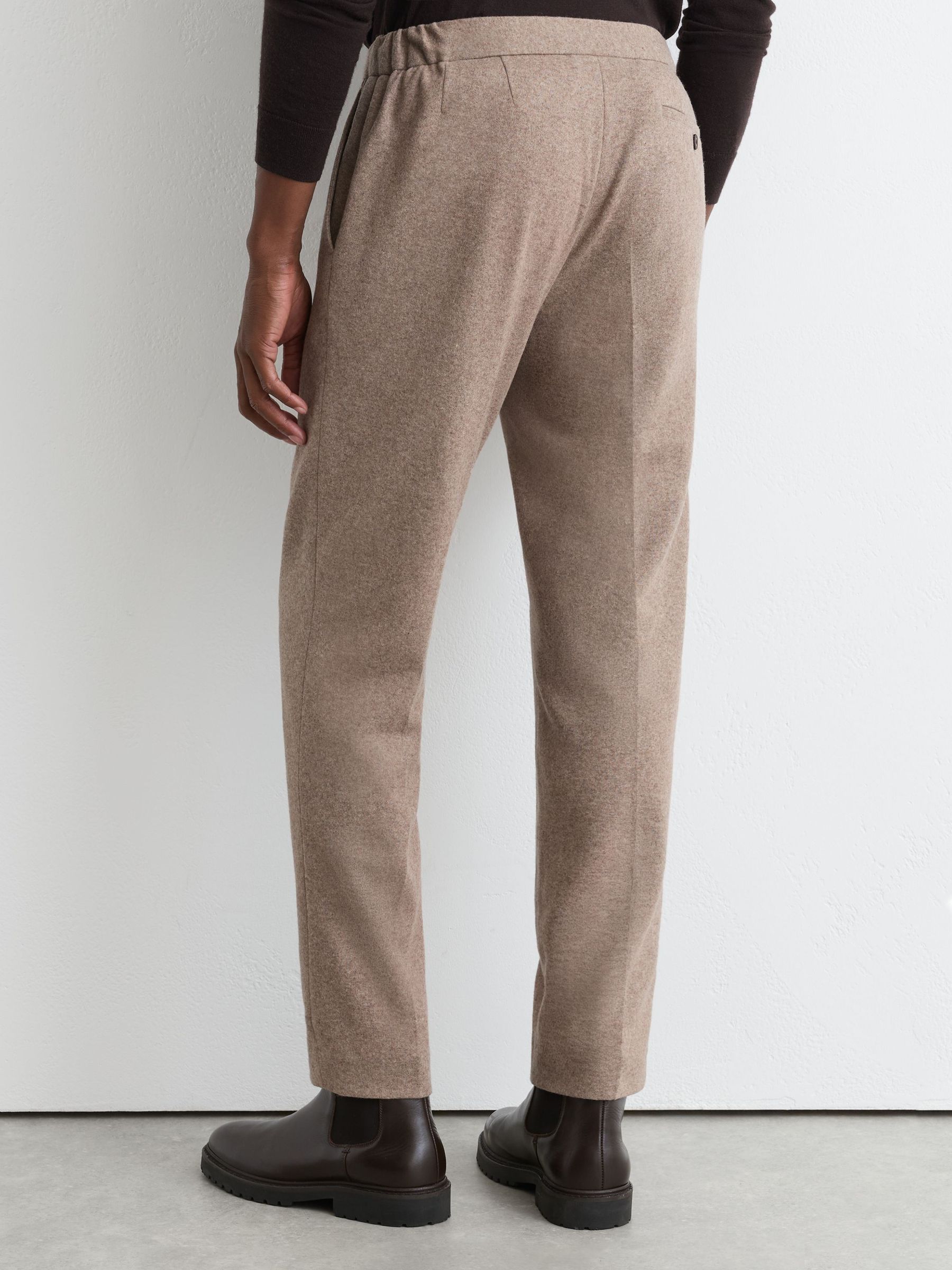 Flannel Drawstring Tailored-Fit Suit Trousers in Oatmeal Brown - Image 7 of 7