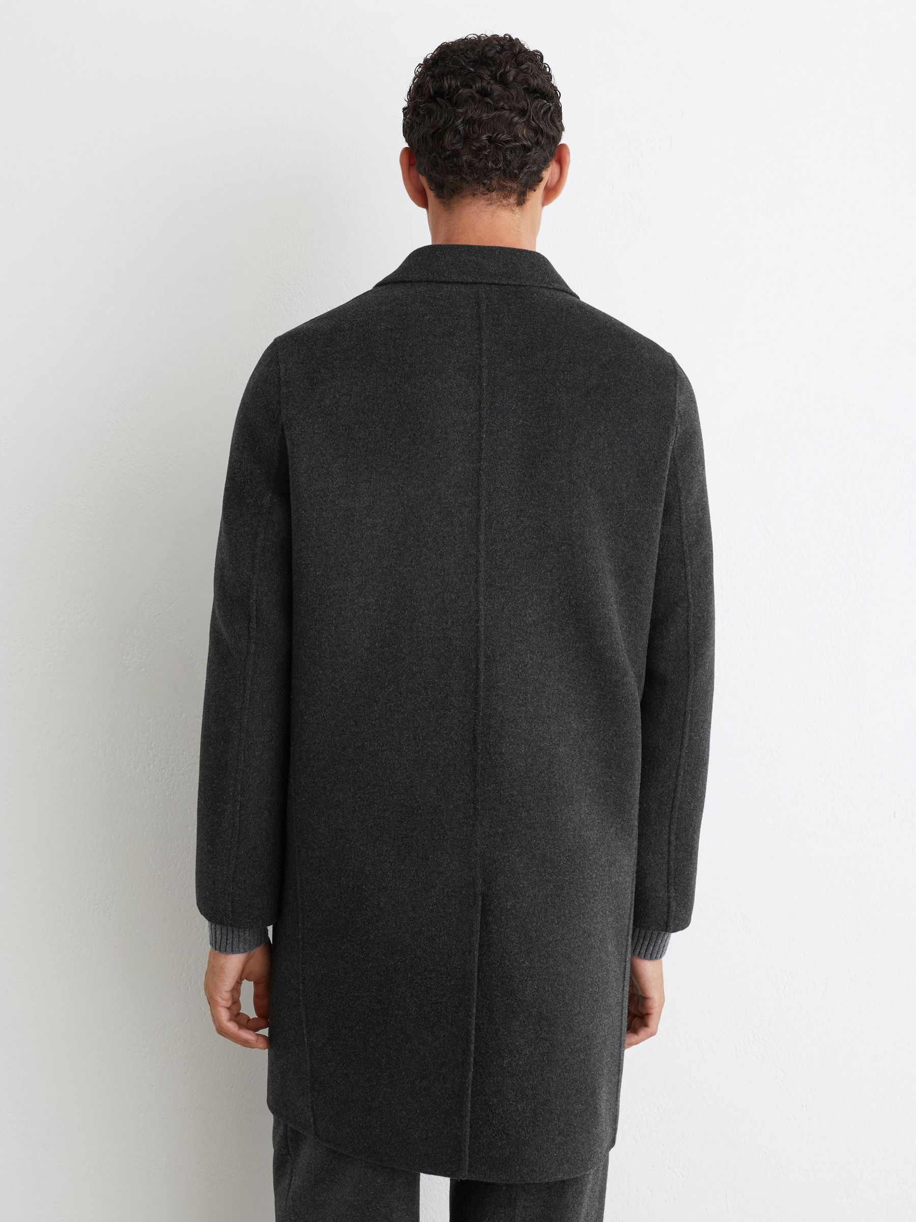 Wool-Blend Double-Breasted Epsom Overcoat in Charcoal Grey - صورة 7 من 8