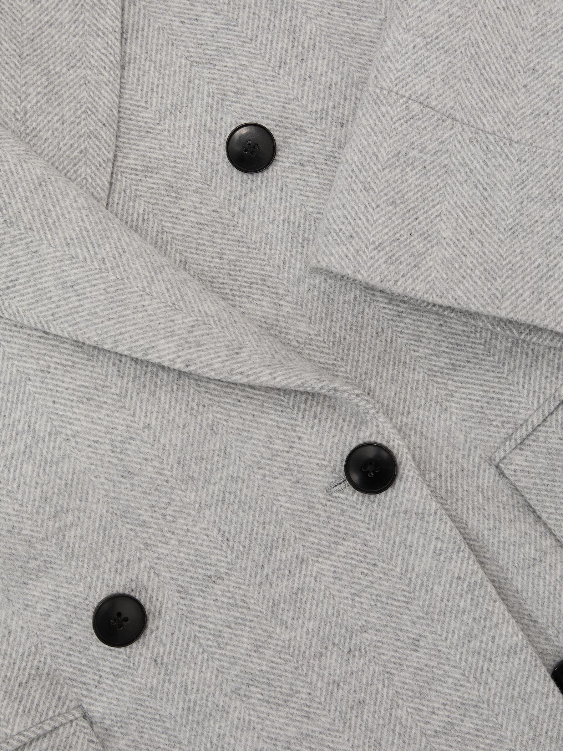 Wool-Blend Double-Breasted Overcoat in Soft Grey Herringbone - Image 7 of 7