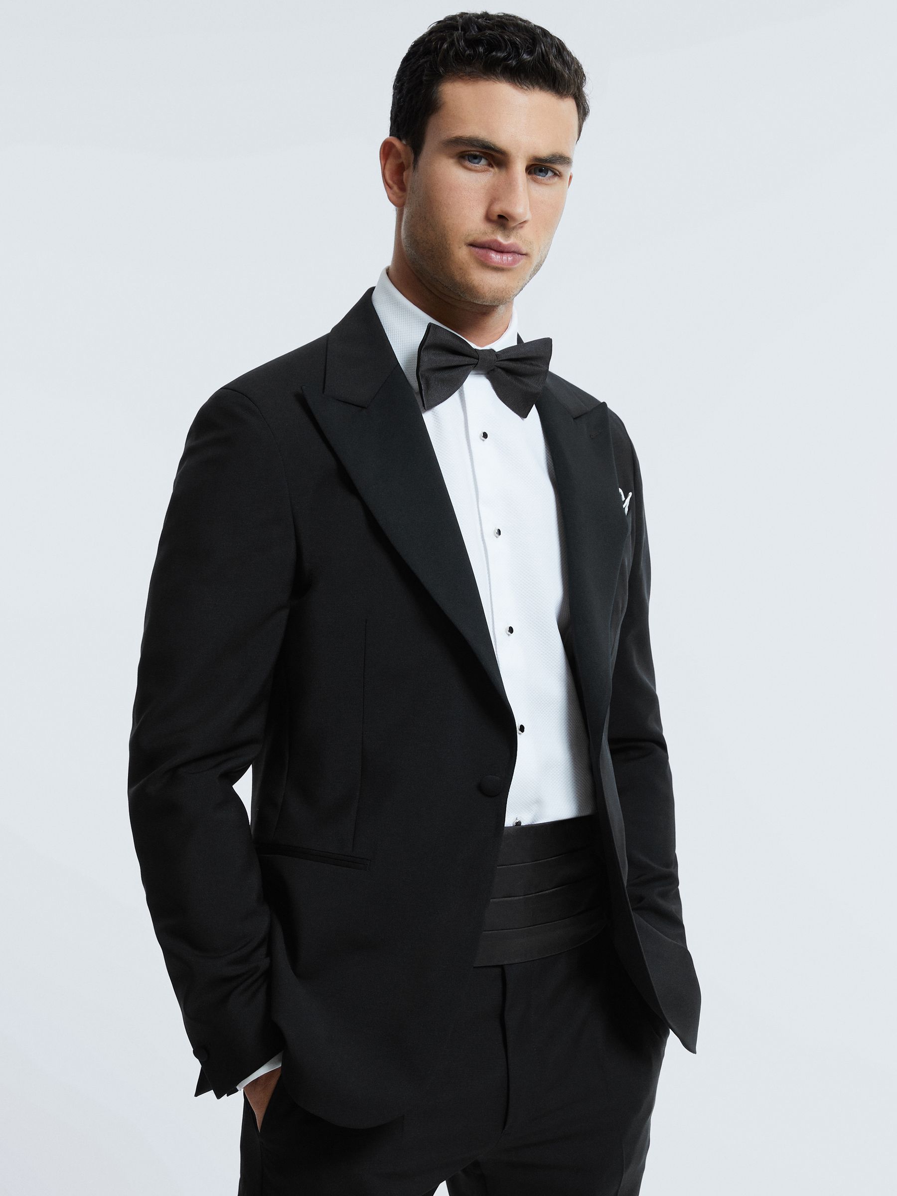 Atelier Wool-Mohair Slim Fit Single Breasted Tuxedo Jacket in Black - Image 1 of 7
