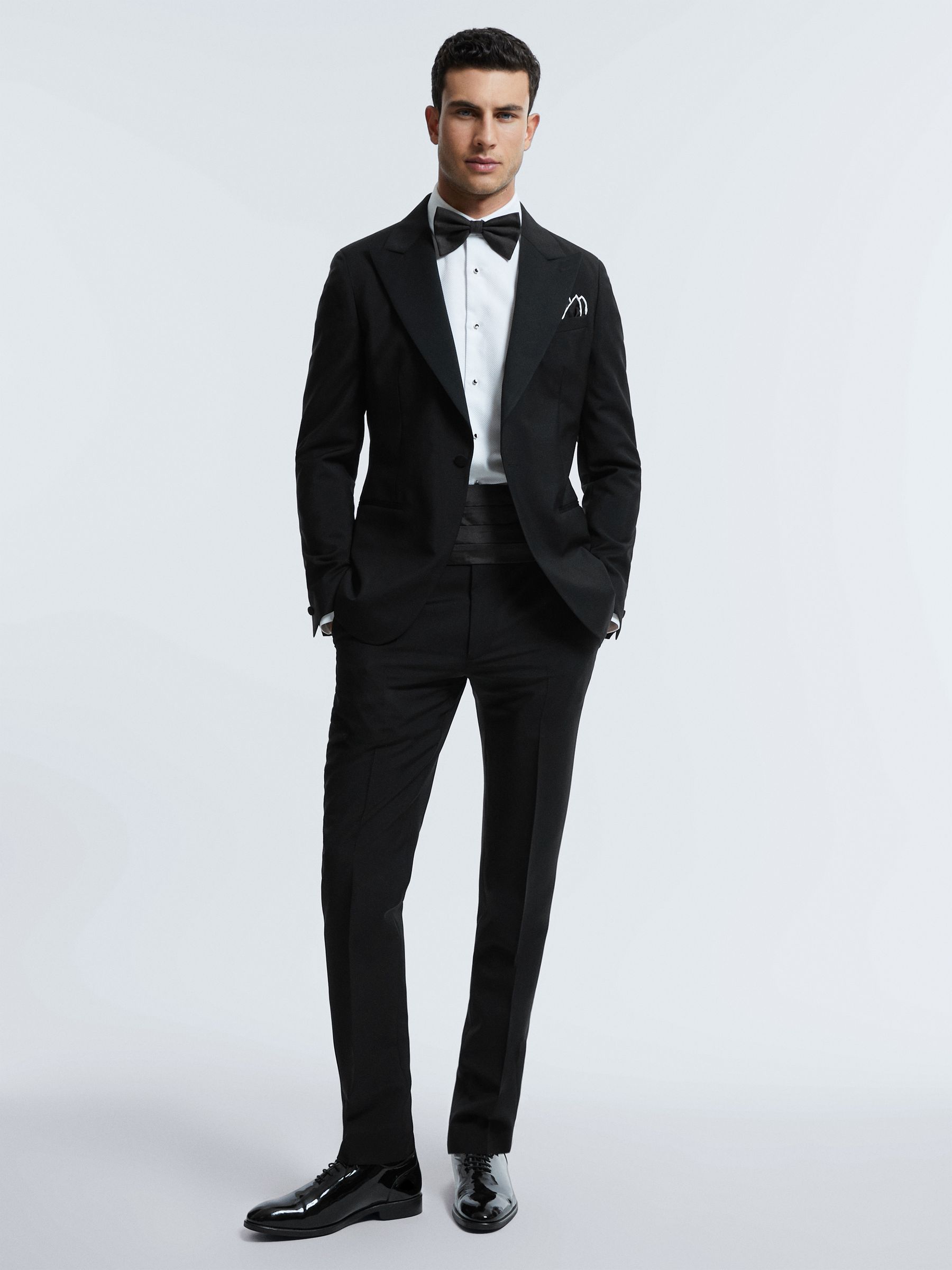 Atelier Wool-Mohair Slim Fit Single Breasted Tuxedo Jacket in Black - Image 3 of 7