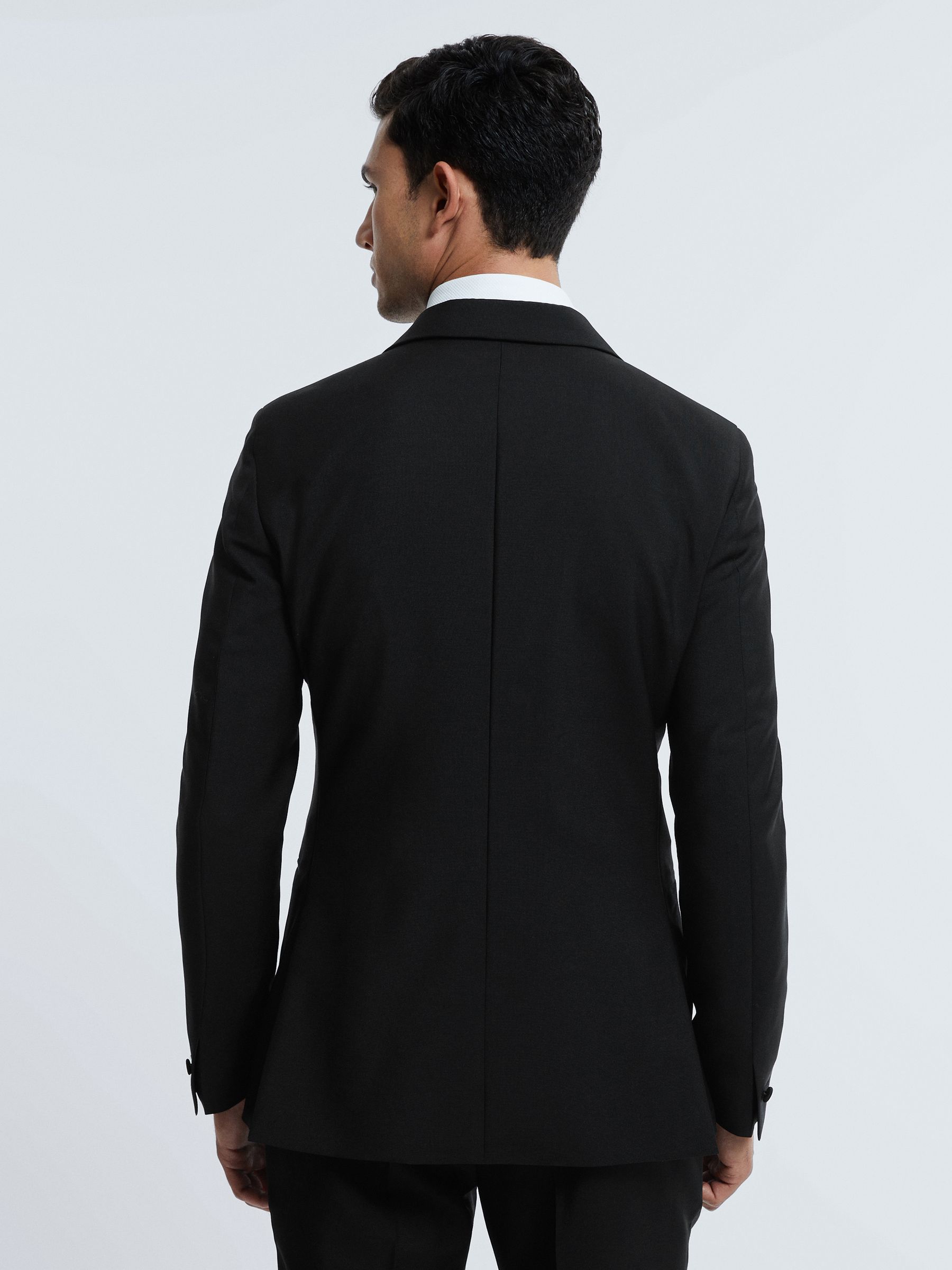 Atelier Wool-Mohair Slim Fit Single Breasted Tuxedo Jacket in Black - Image 5 of 7