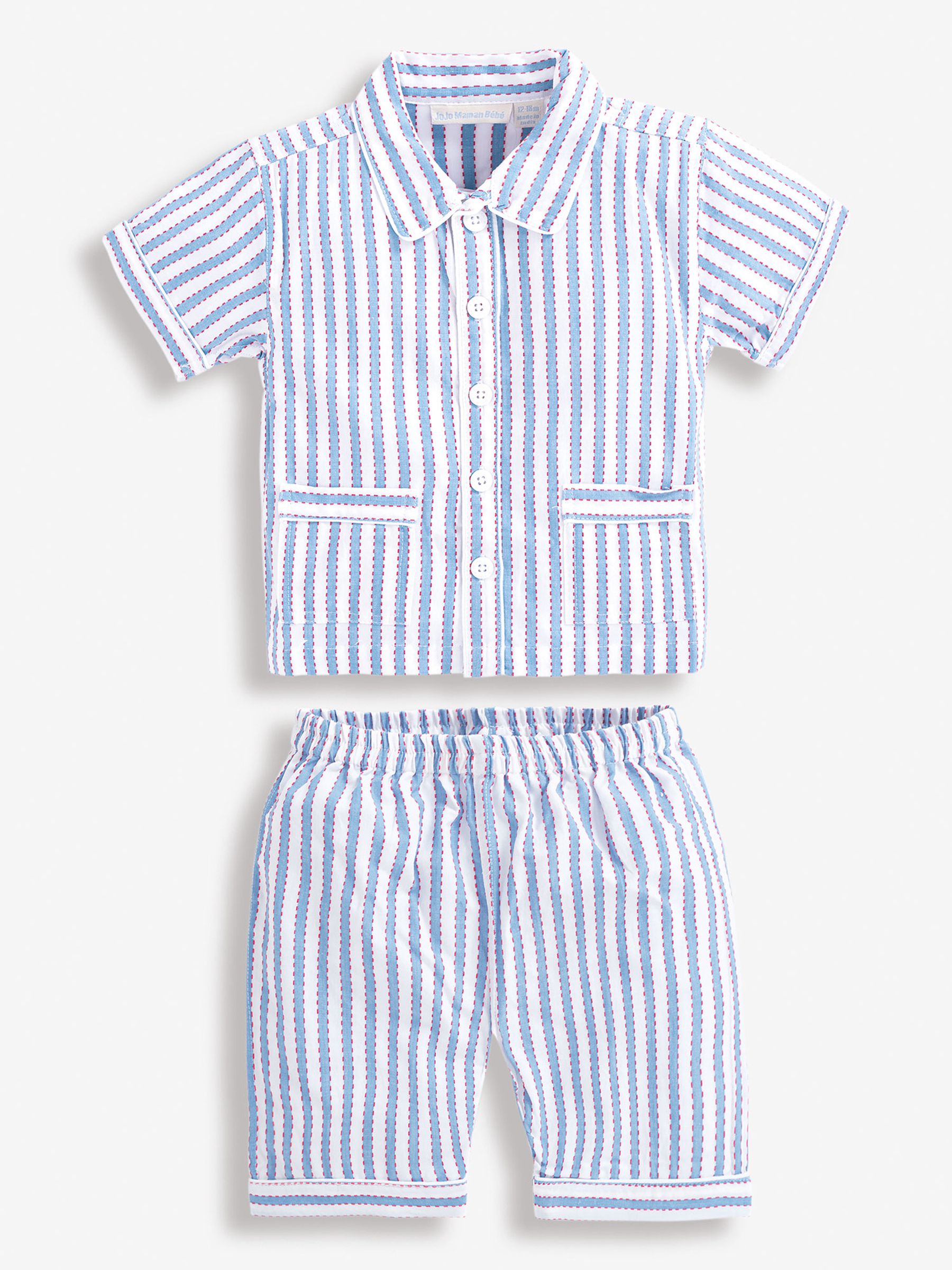 Kids Stripe Short Classic Pyjamas in Blue - Image 1 of 4