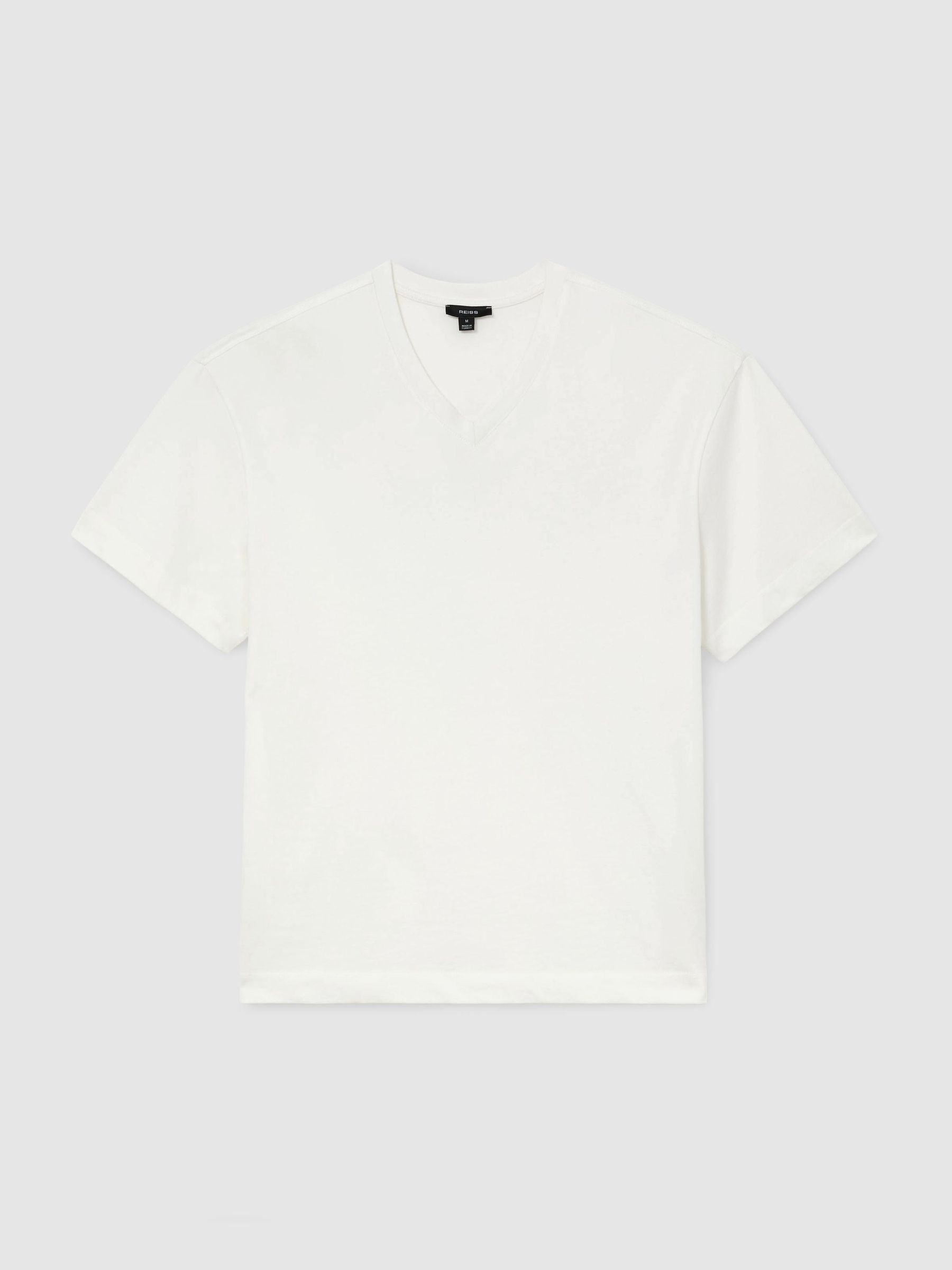 Cotton V-Neck Relaxed-Fit T-Shirt in White - Image 2 of 6 Cotton V-Neck Relaxed-Fit T-Shirt in White - Image 2 of 6