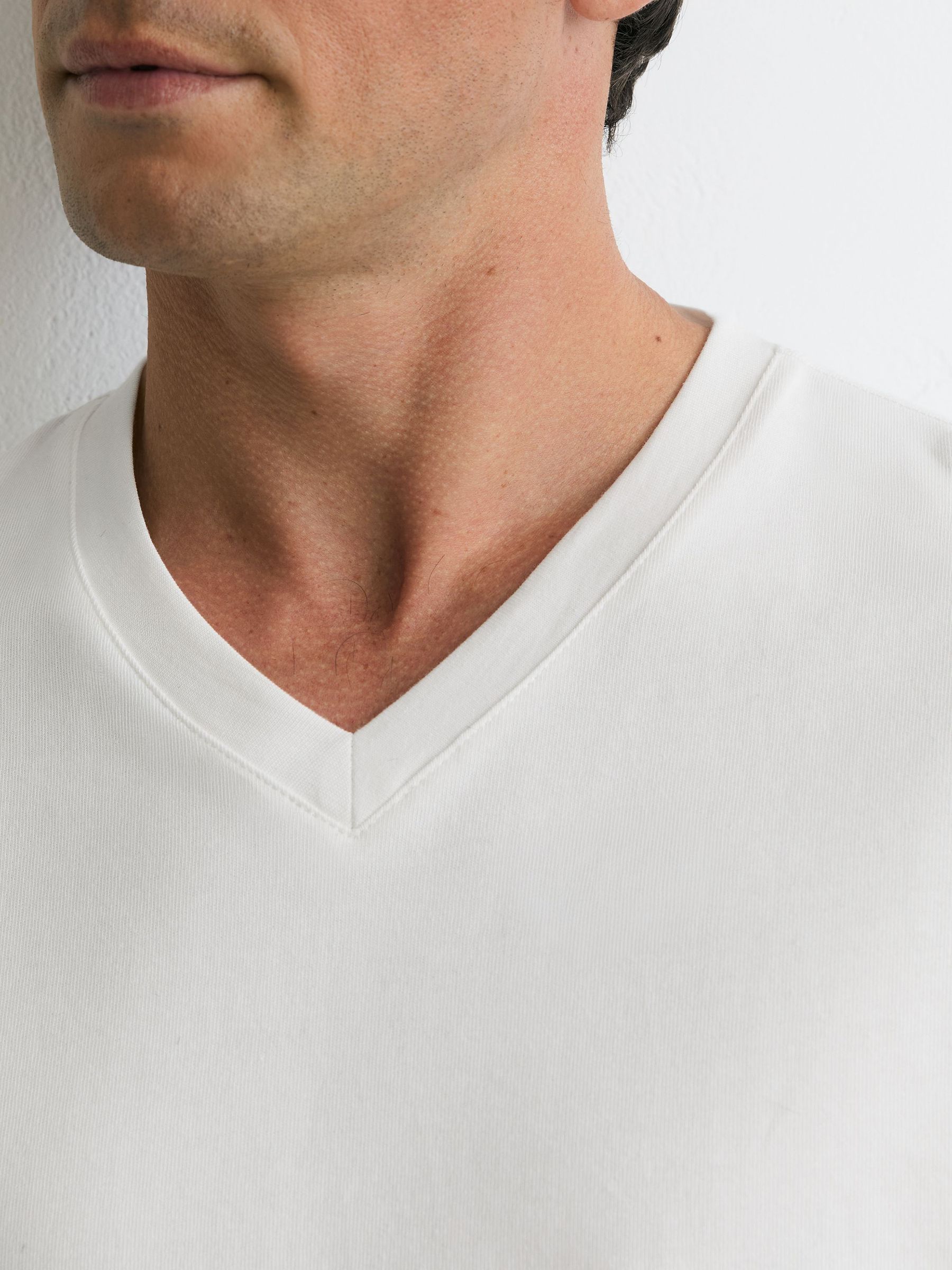 Cotton V-Neck Relaxed-Fit T-Shirt in White - Image 3 of 6