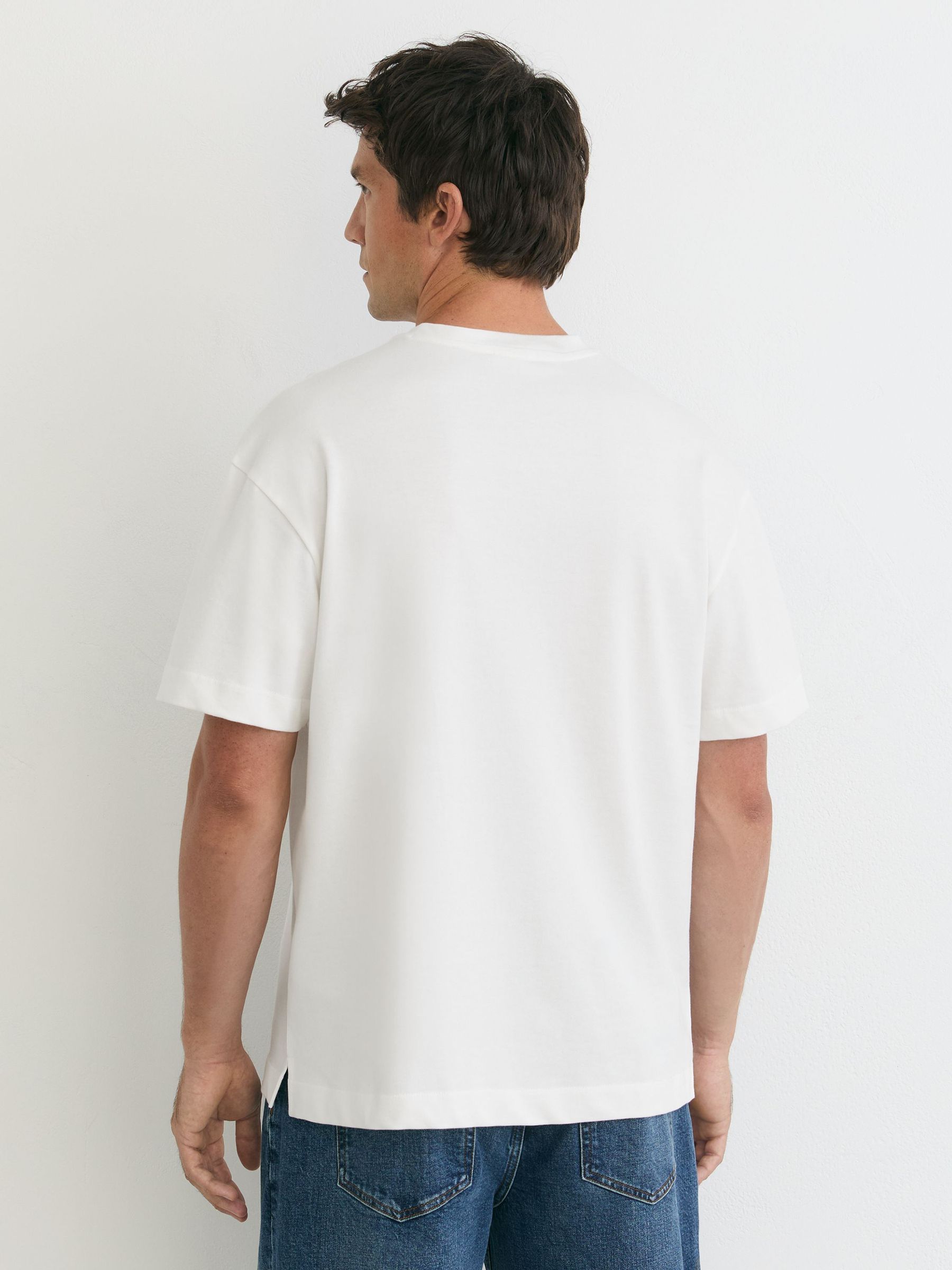 Cotton V-Neck Relaxed-Fit T-Shirt in White - Image 5 of 6