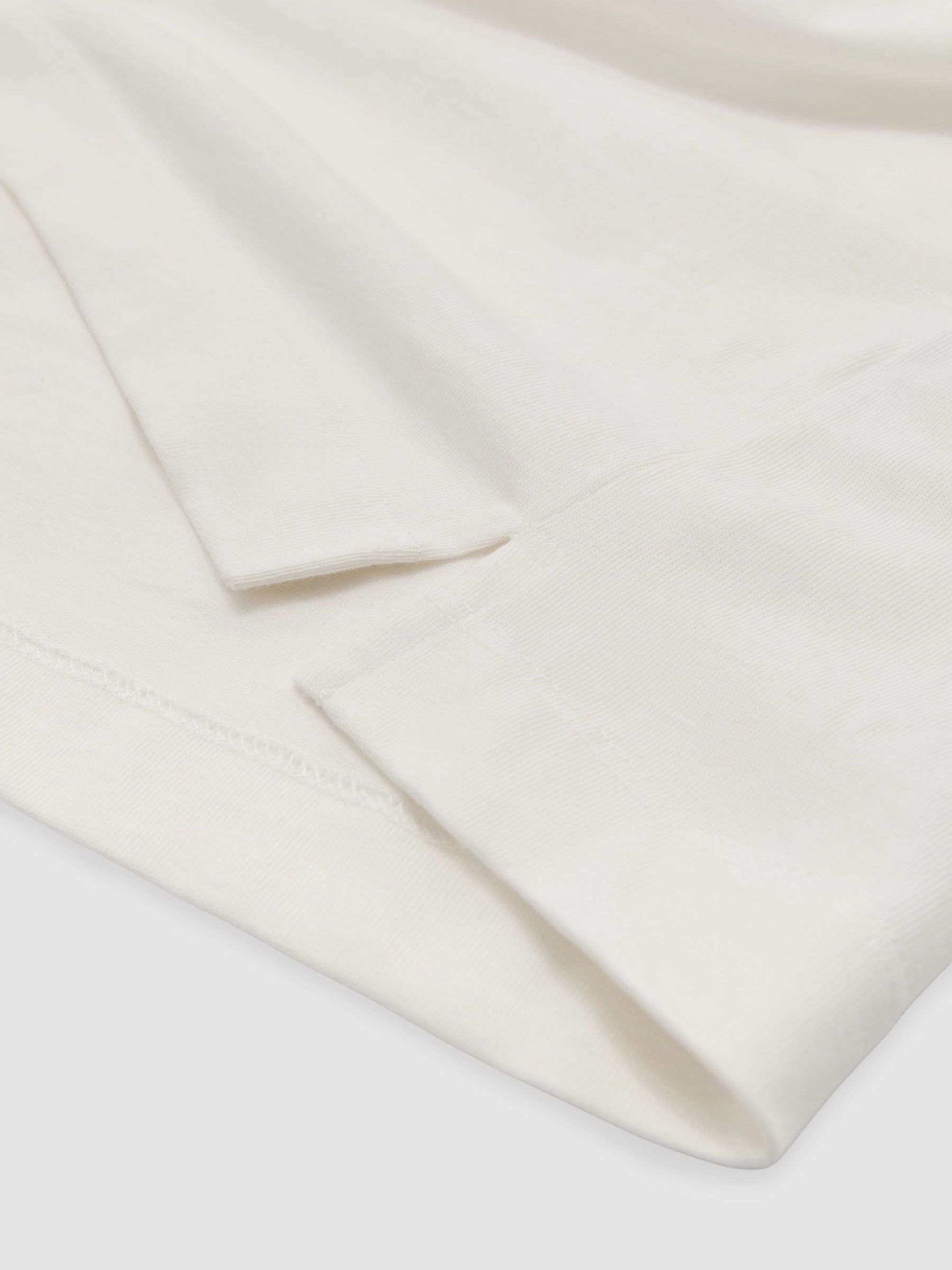 Cotton V-Neck Relaxed-Fit T-Shirt in White - Image 6 of 6