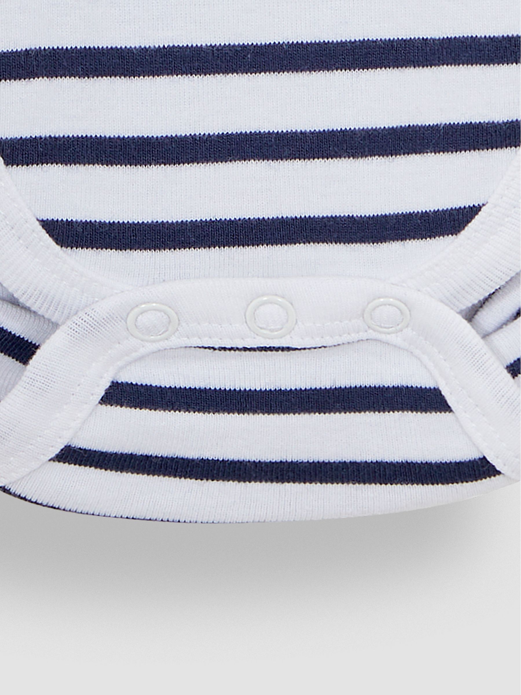 White Navy Stripe Short Sleeve Polo Shirt Bodysuit - Image 3 of 3