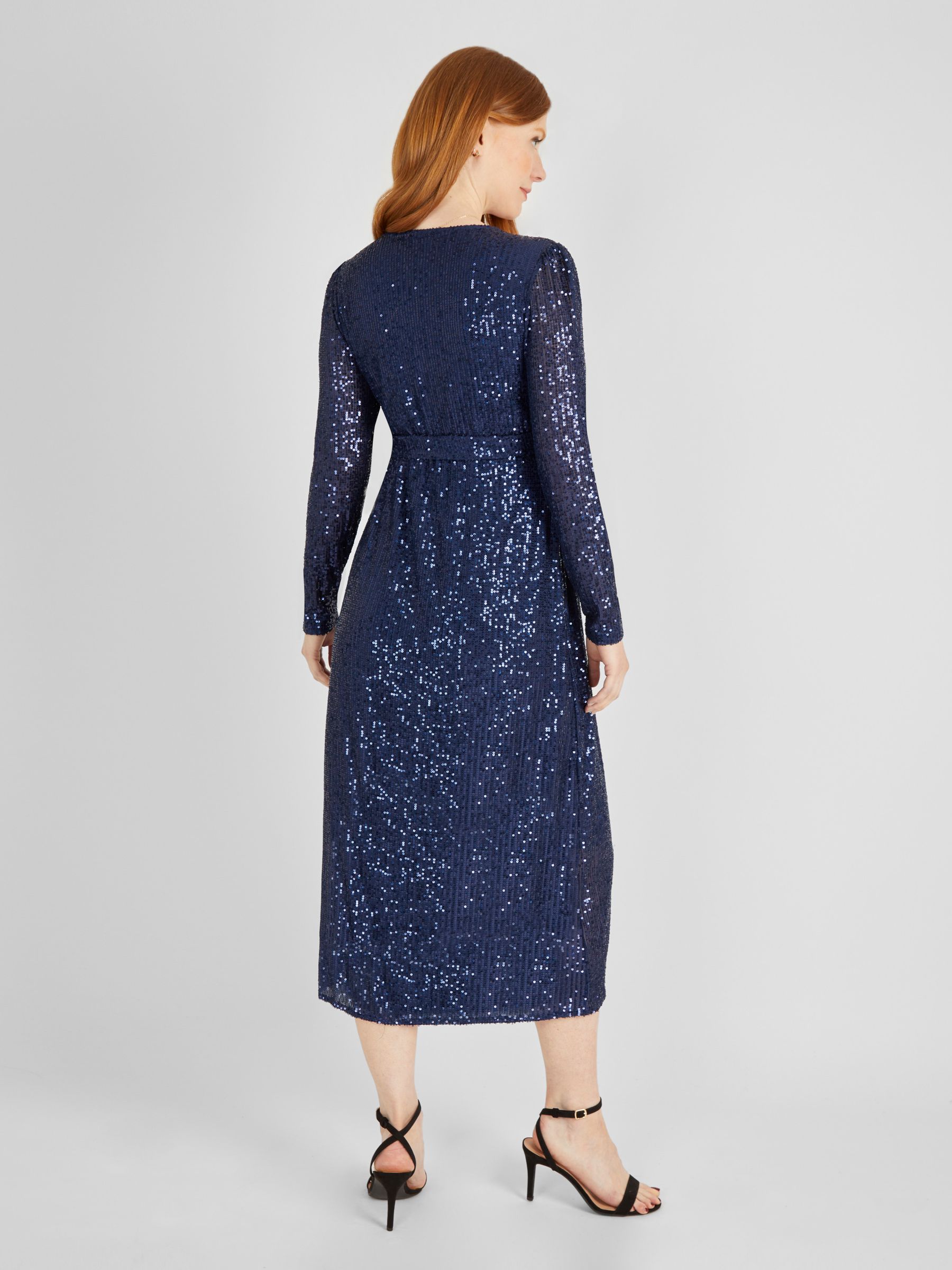 Navy Sequin Wrap Maternity Dress - Image 3 of 5
