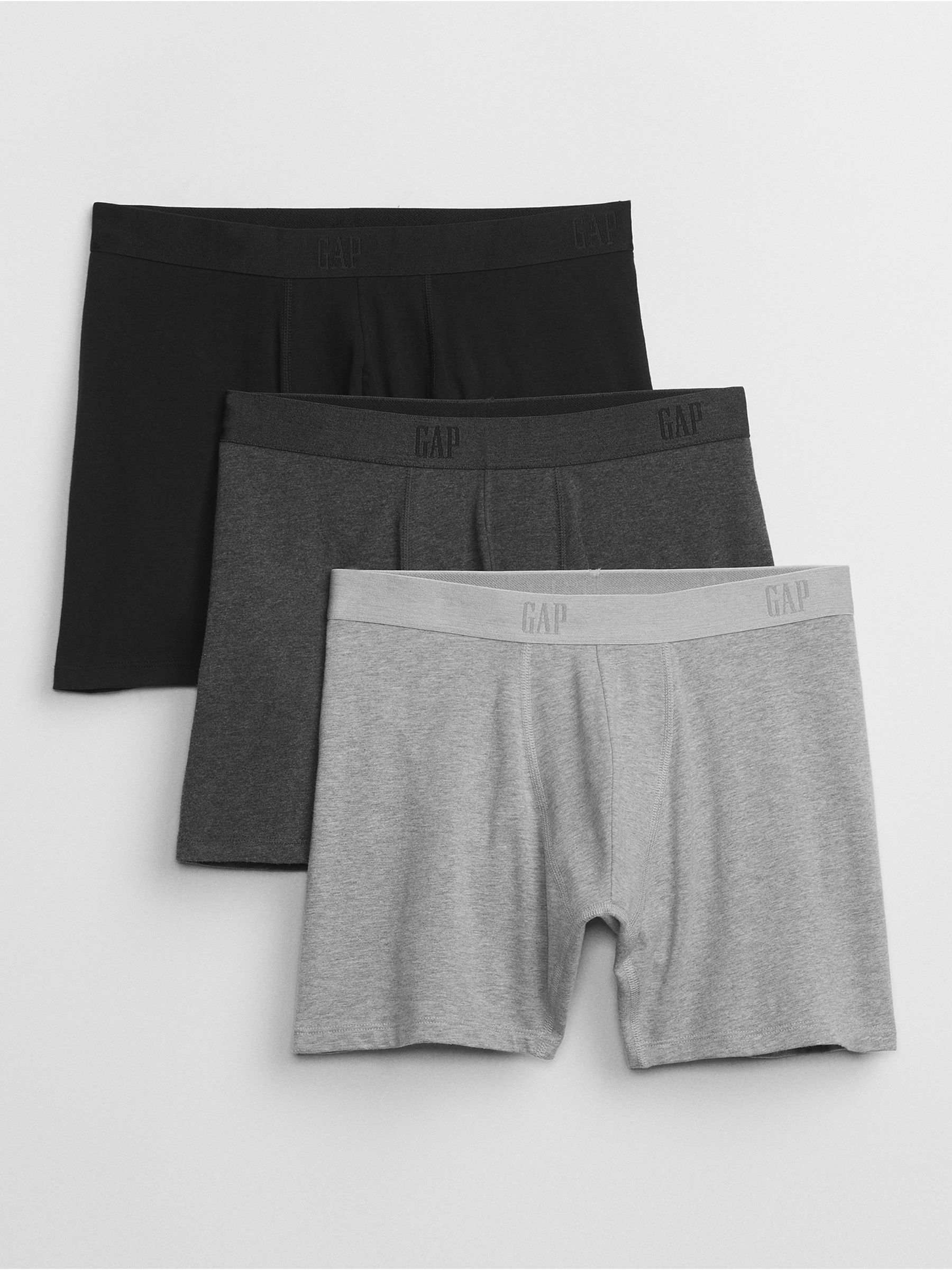 Grey/Black Cotton Logo 3 Pack Boxers - Image 1 of 1