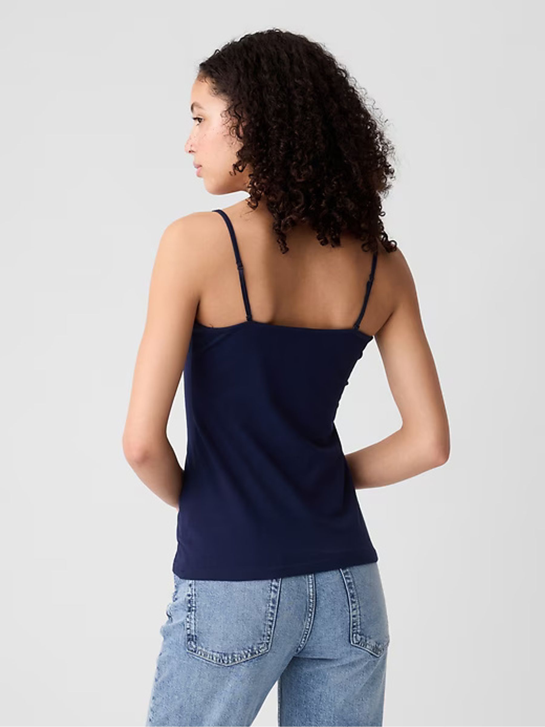 Navy Blue Fitted Adjustable Strappy Top - Image 3 of 5