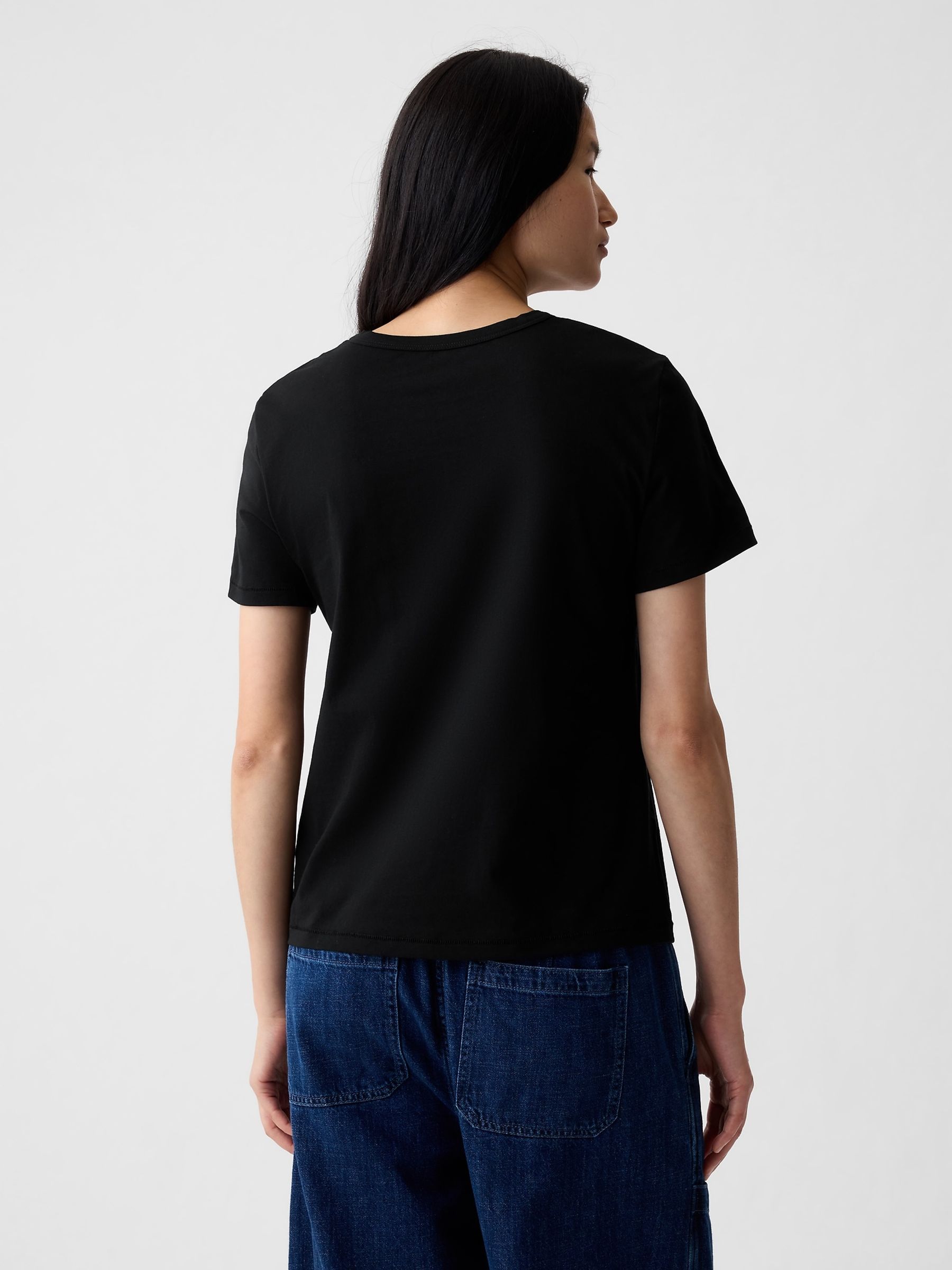 Black Vintage Crew Neck Short Sleeve T-Shirt - Image 2 of 4