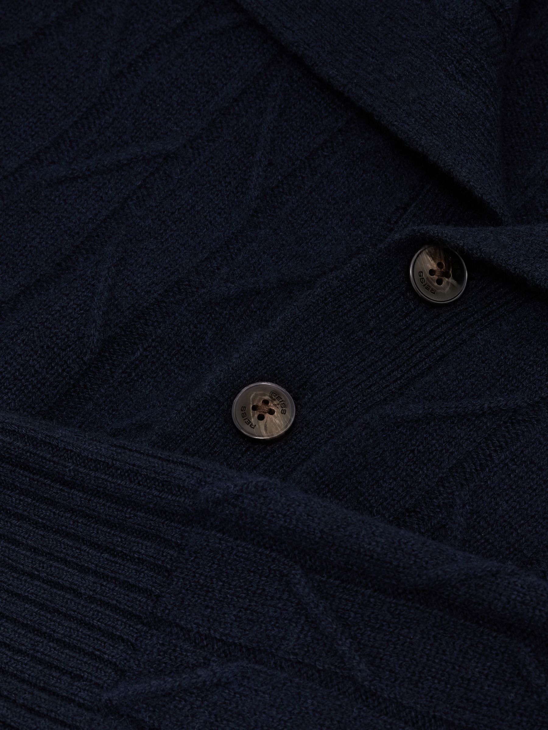 Wool Stitch-Detail Half-Button Jumper in Navy - Image 6 of 6