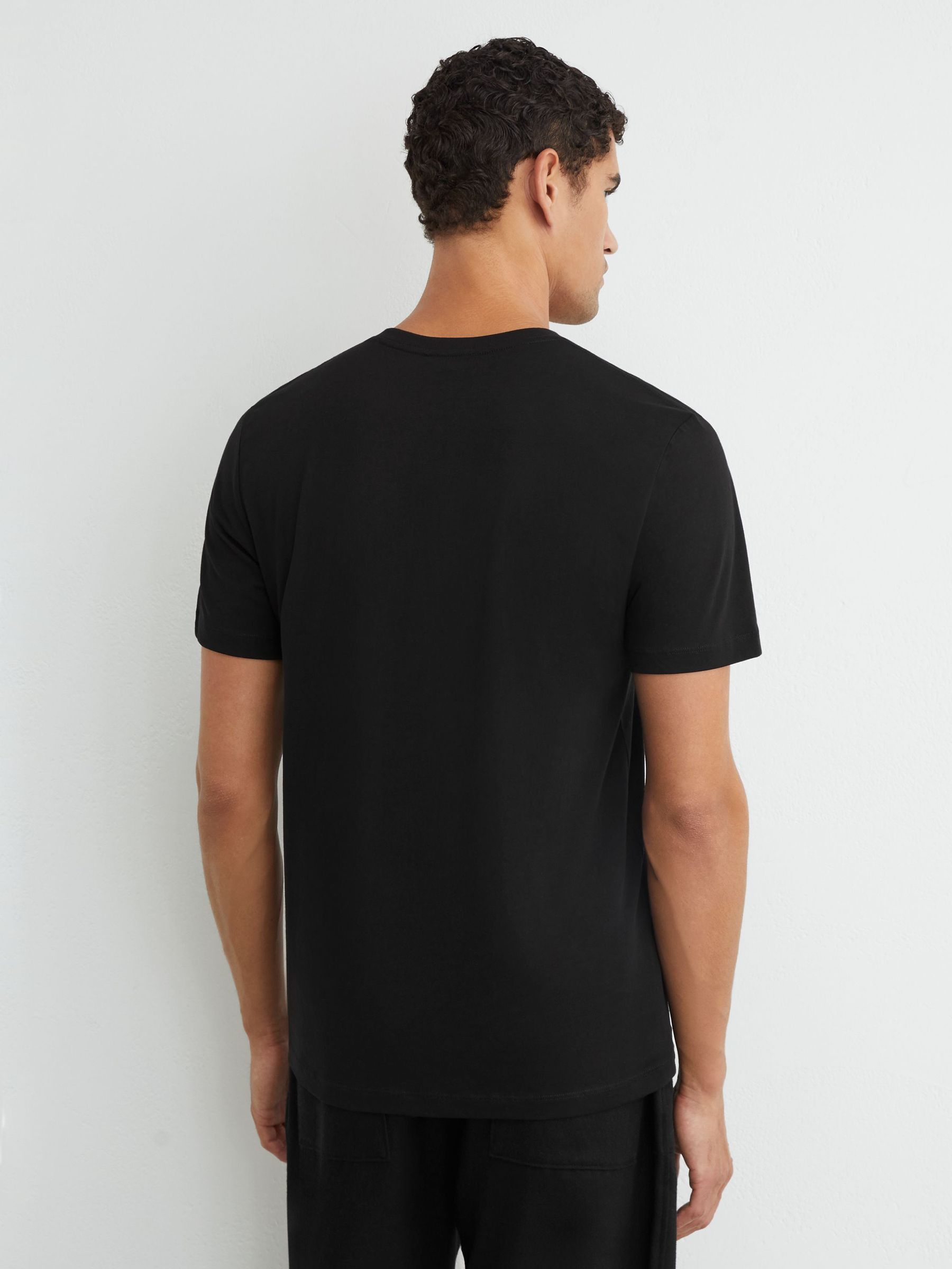 Cotton V-neck Tailored-Fit T-Shirt in Black - Image 5 of 6
