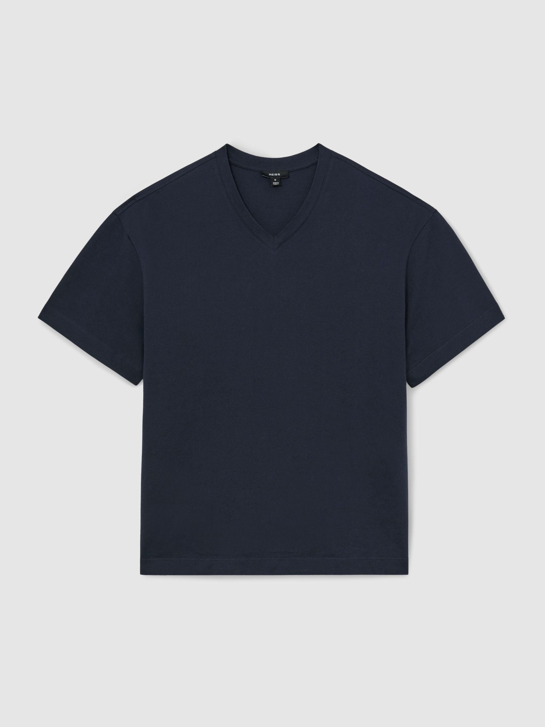 Cotton V-Neck Relaxed-Fit T-Shirt in Navy - Image 2 of 6
