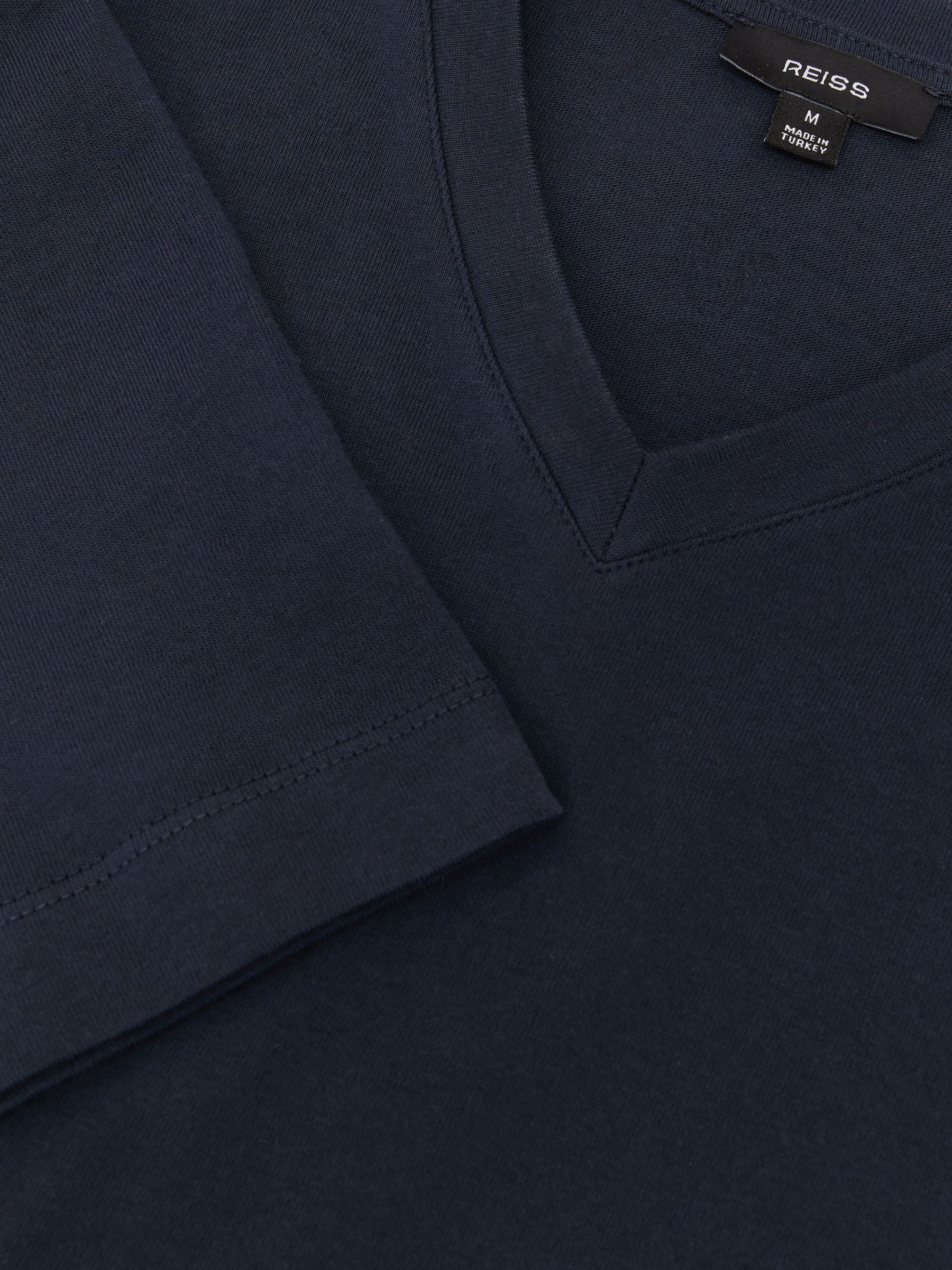 Cotton V-Neck Relaxed-Fit T-Shirt in Navy - Image 6 of 6