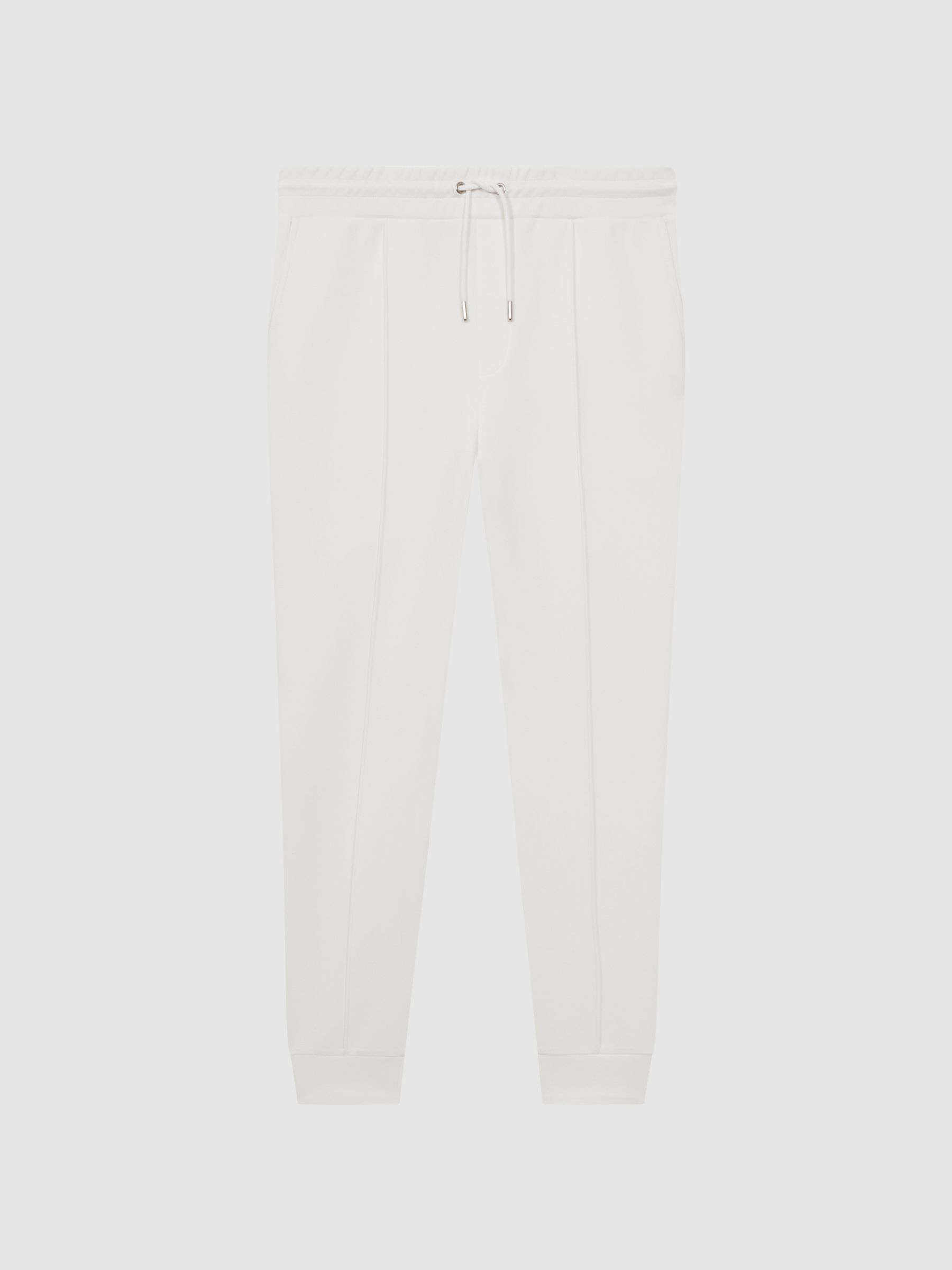 Plain Interlock Jersey Drawstring Joggers in White - image 1