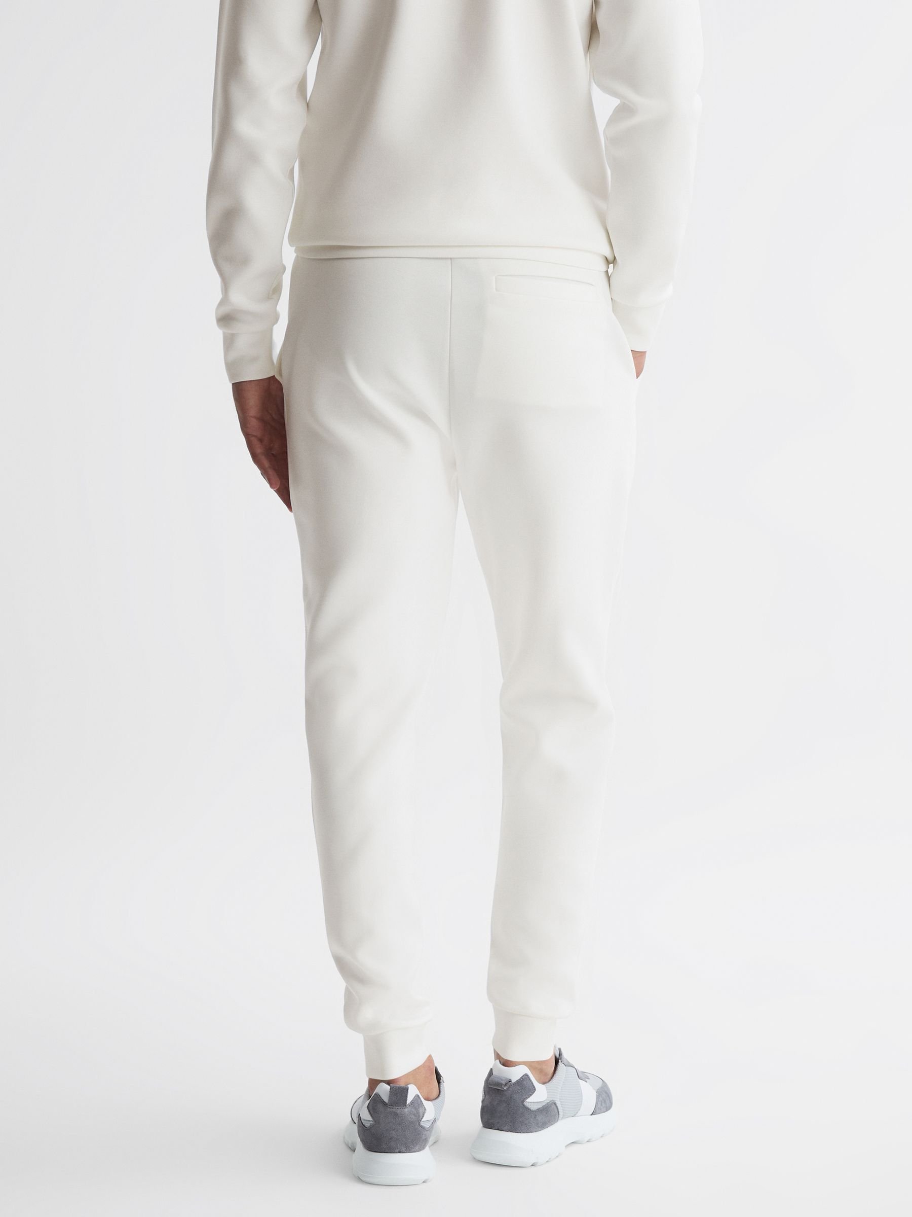 Plain Interlock Jersey Drawstring Joggers in White - Image 4 of 4