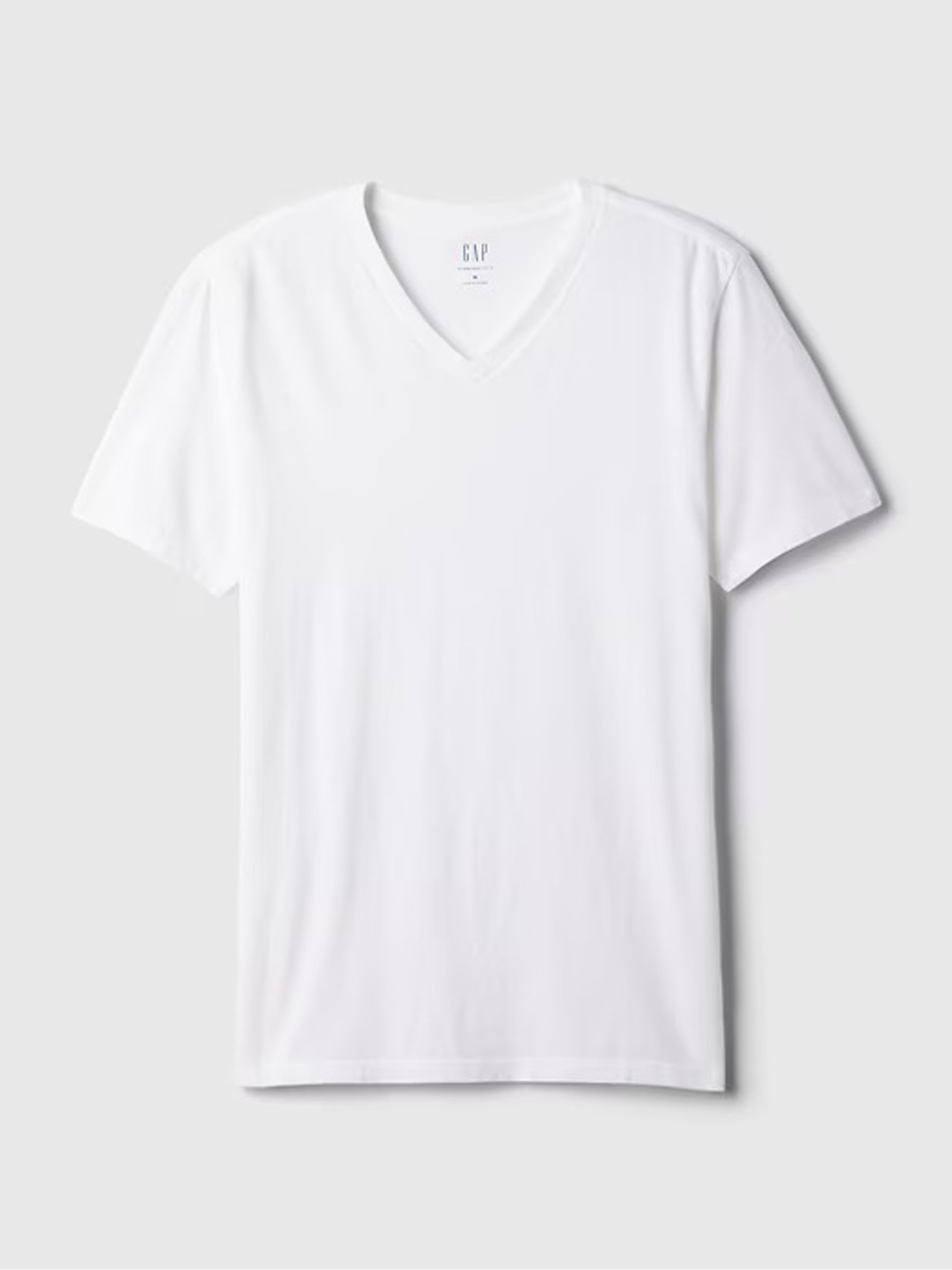 White V-Neck Classic 100% Cotton Short Sleeve T-Shirt - Image 5 of 5