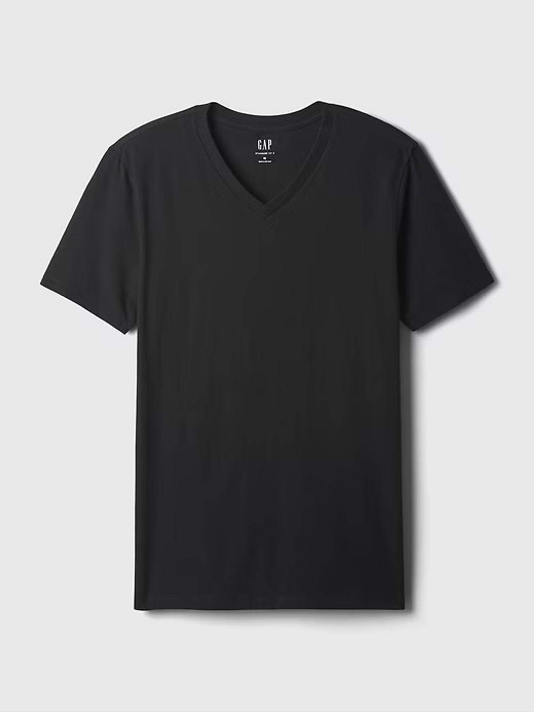 Black V-Neck Classic 100% Cotton Short Sleeve T-Shirt - Image 5 of 5