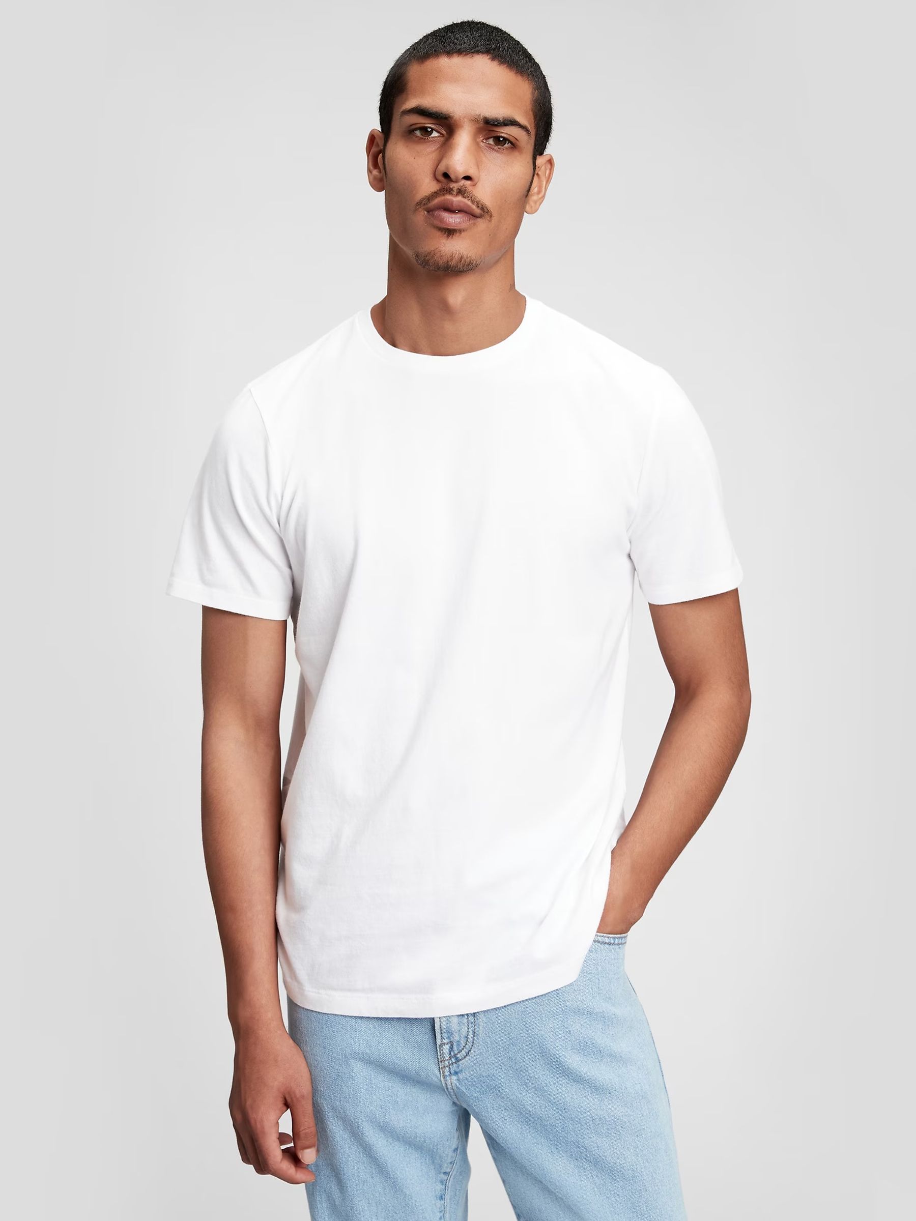 White Crew Neck Classic 100% Cotton Short Sleeve T-Shirt Gap