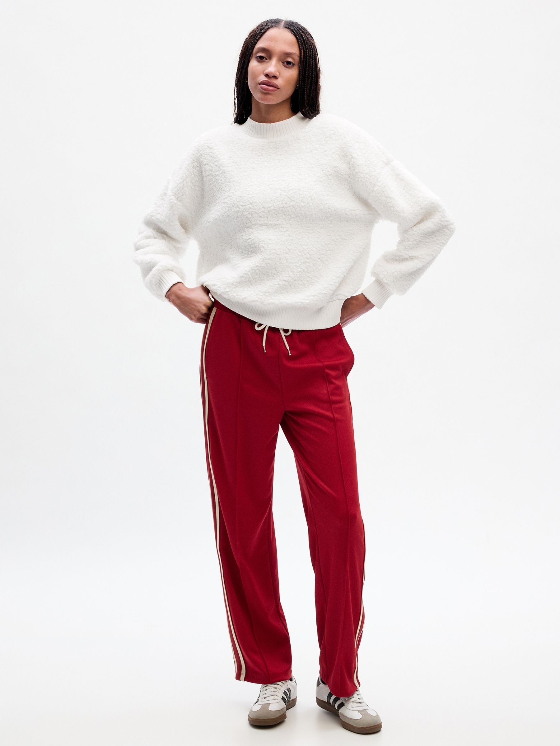 White Vintage Soft Mock Neck Long Sleeve Pullover Sweatshirt. - Image 3 of 4