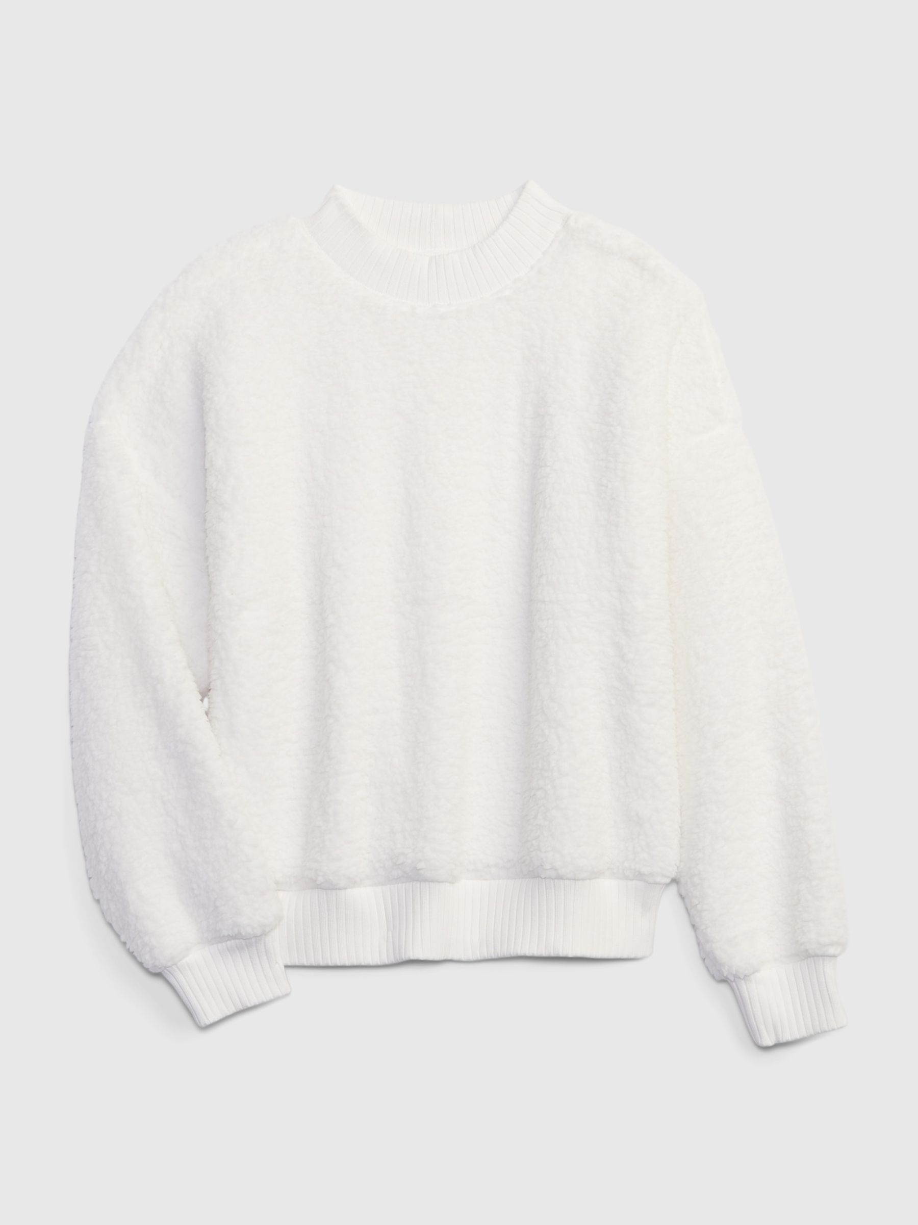 White Vintage Soft Mock Neck Long Sleeve Pullover Sweatshirt. - Image 4 of 4