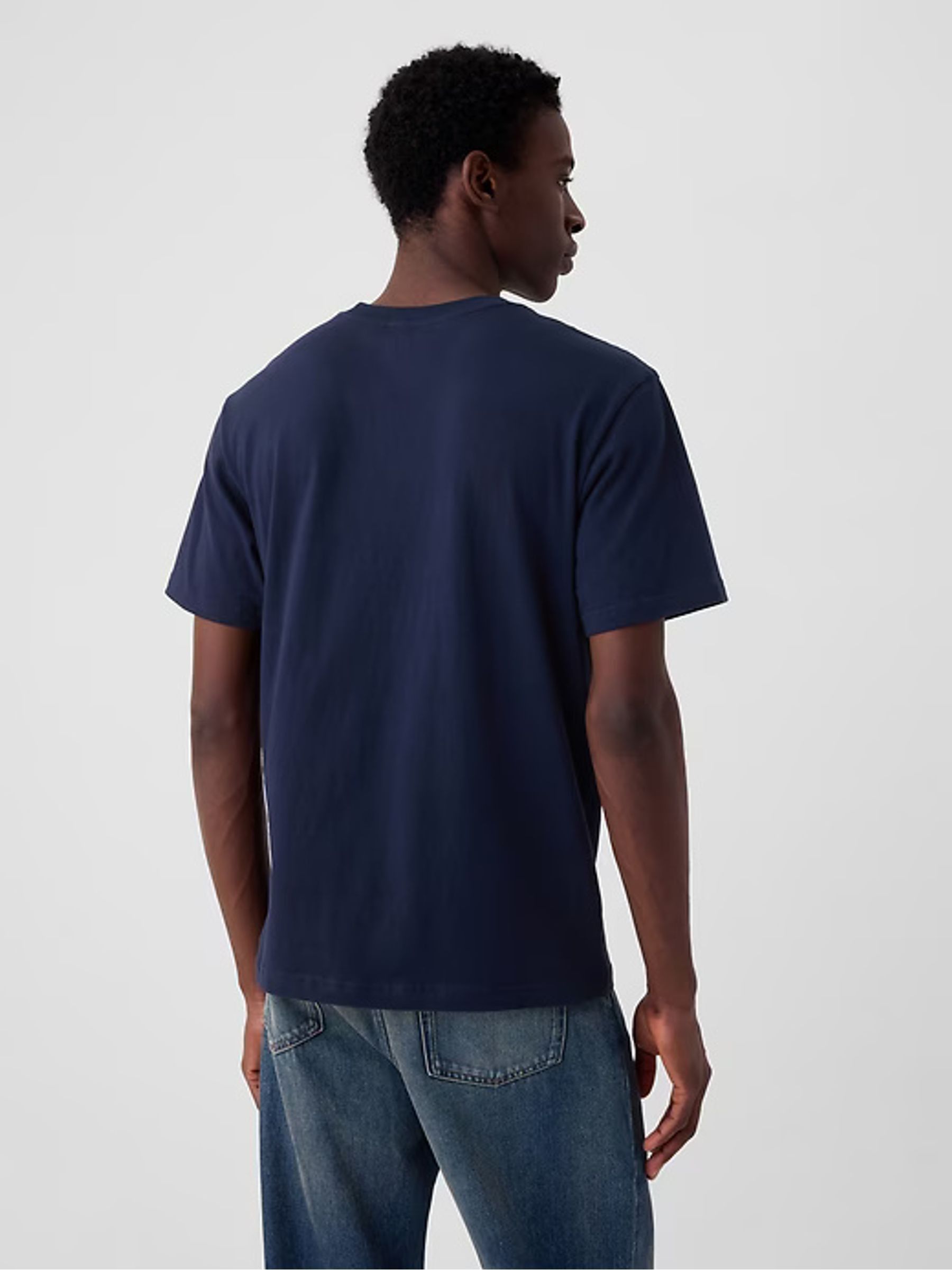 Blue Crew Neck Classic 100% Cotton Short Sleeve T-Shirt - Image 2 of 10