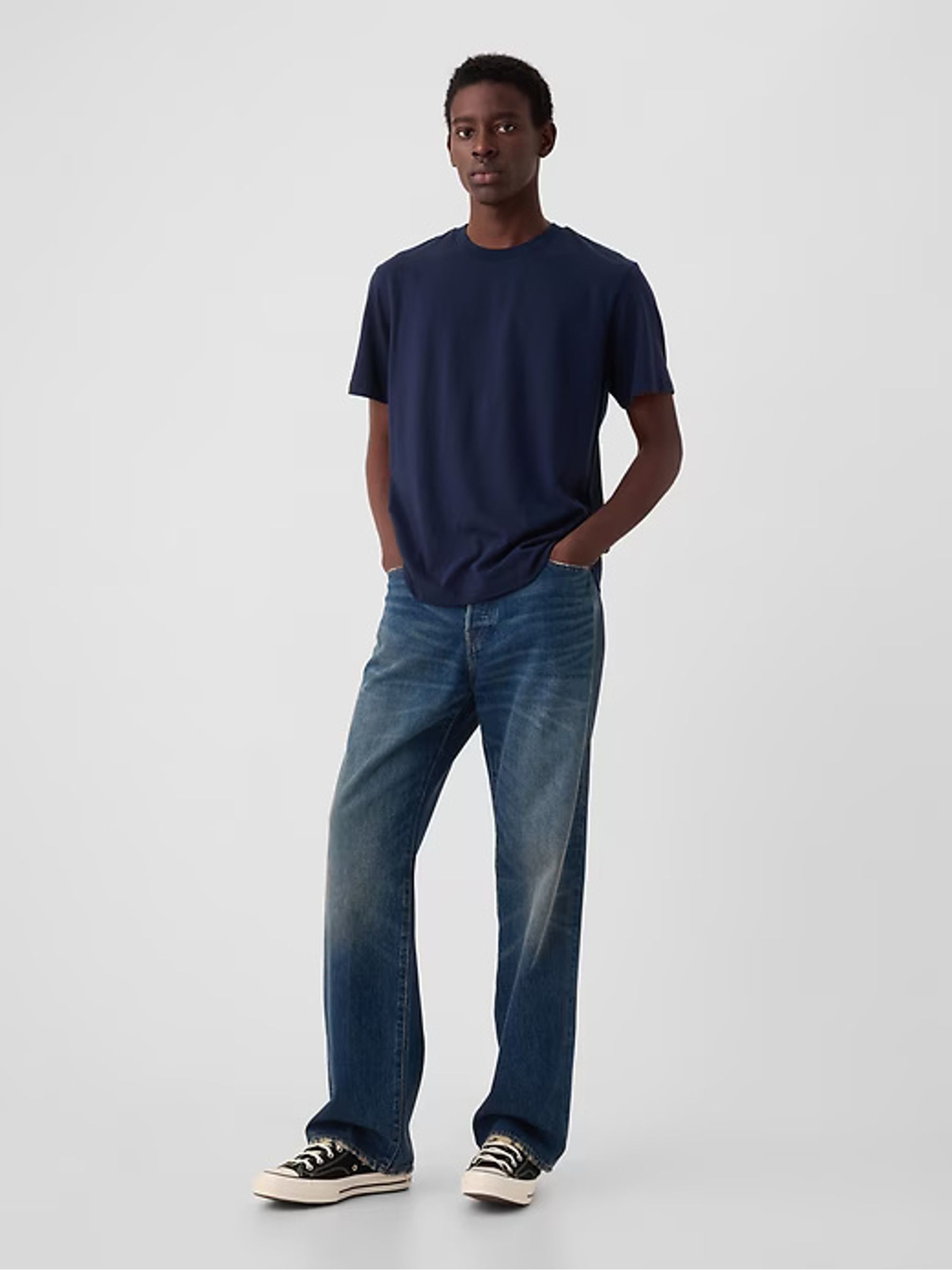 Blue Crew Neck Classic 100% Cotton Short Sleeve T-Shirt - Image 3 of 10