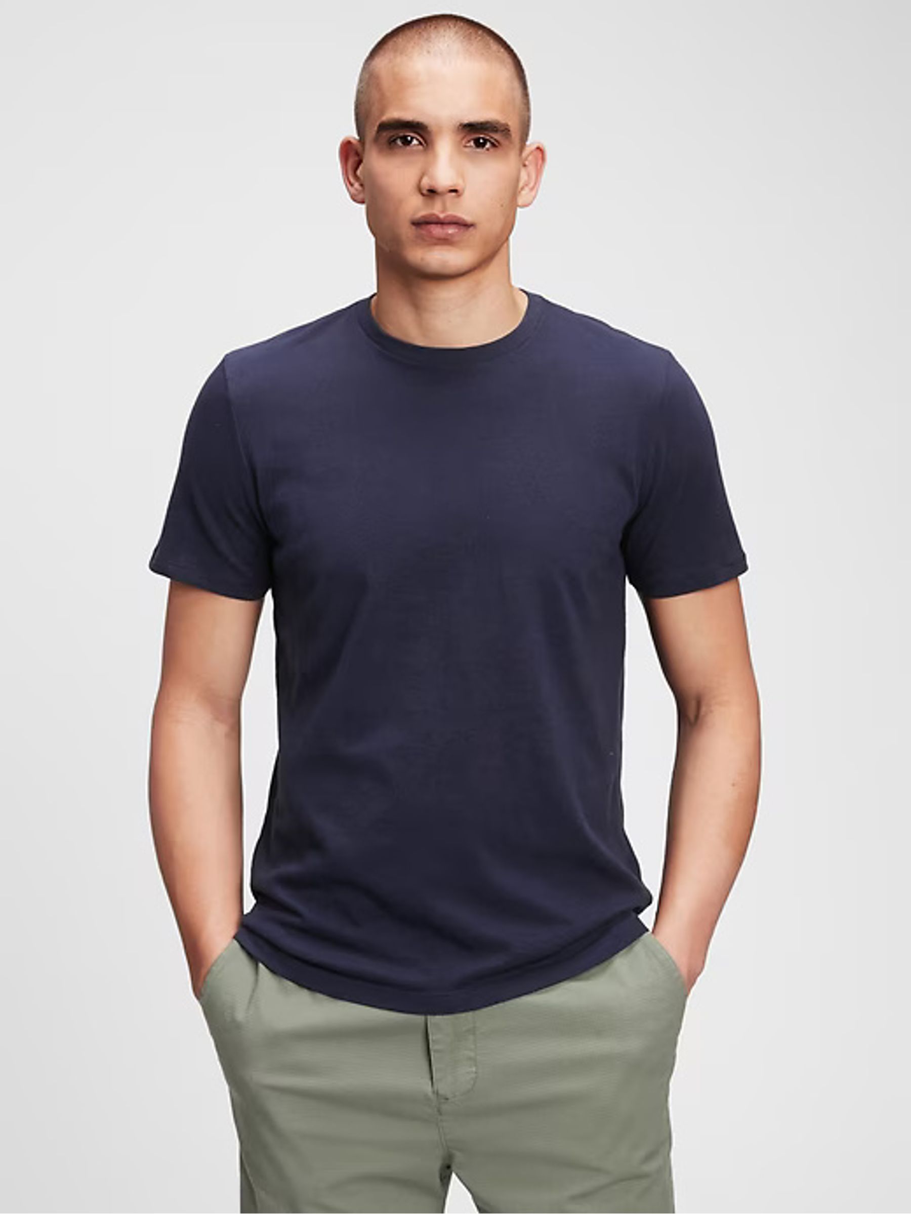 Blue Crew Neck Classic 100% Cotton Short Sleeve T-Shirt - Image 7 of 10