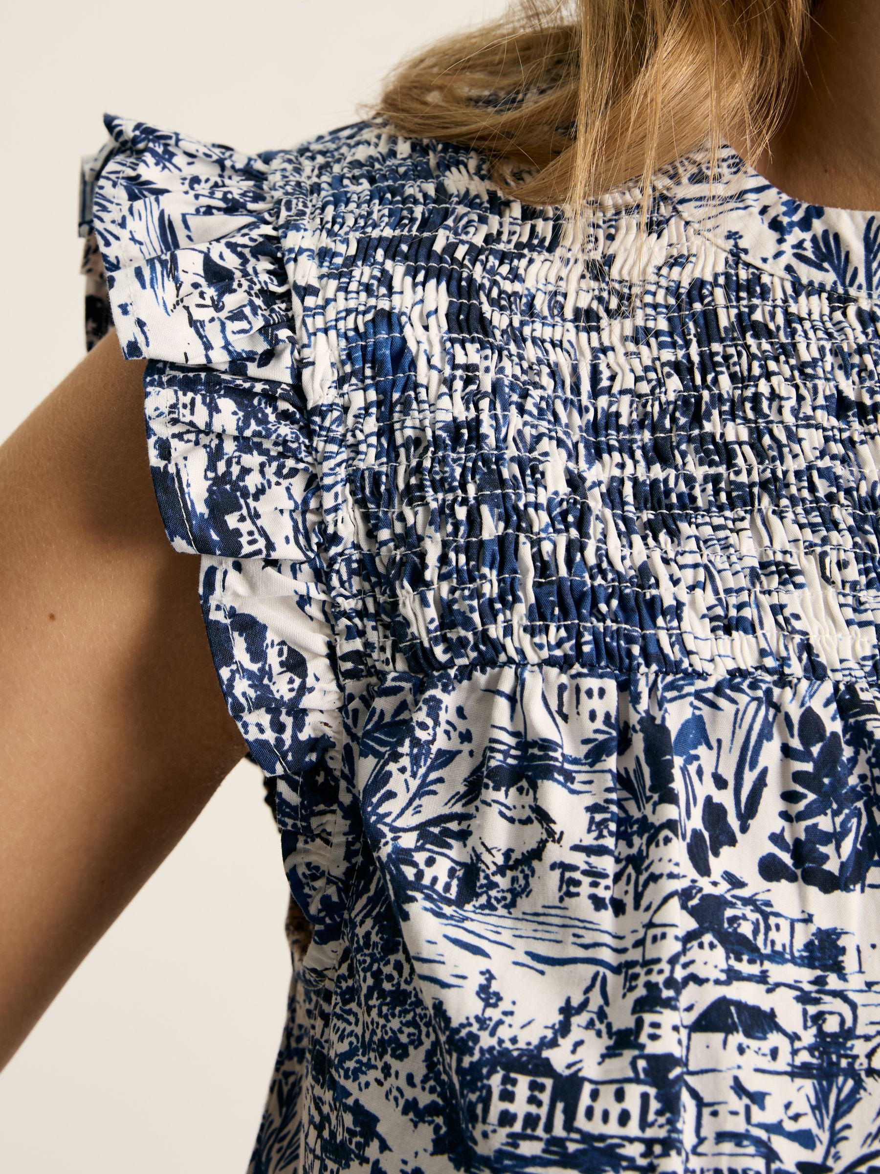 Cynthia Blue on White Cotton Blouse - Image 5 of 7