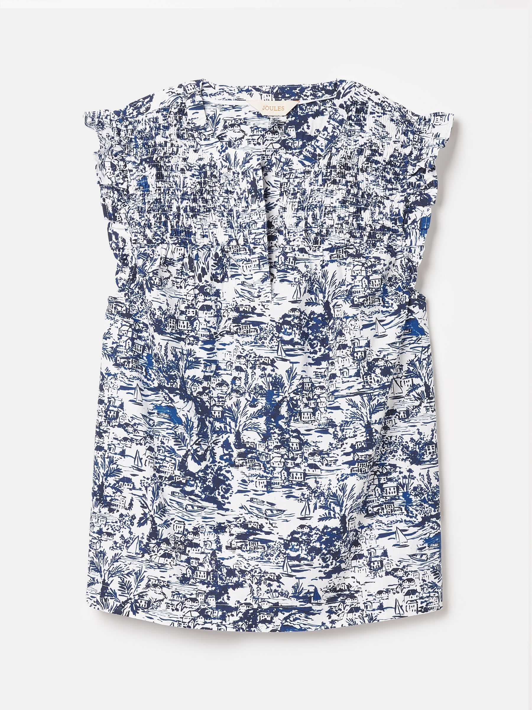 Cynthia Blue on White Cotton Blouse - Image 7 of 7