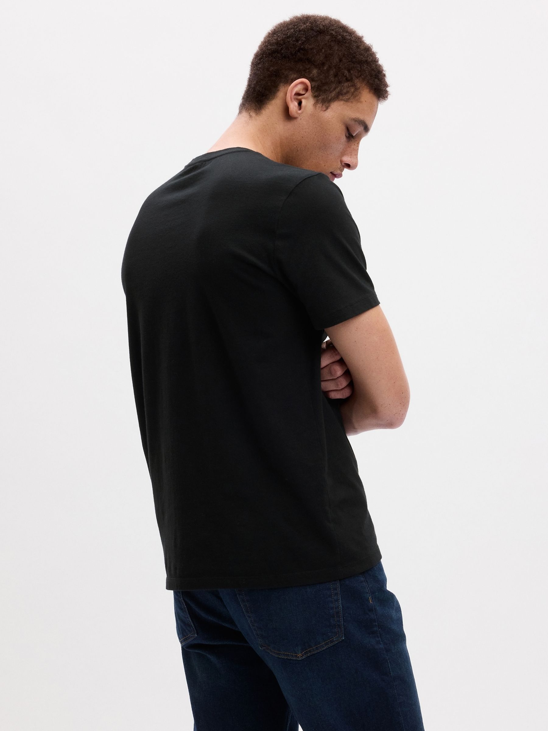 Black Crew Neck Classic 100% Cotton Short Sleeve T-Shirt - Image 2 of 8
