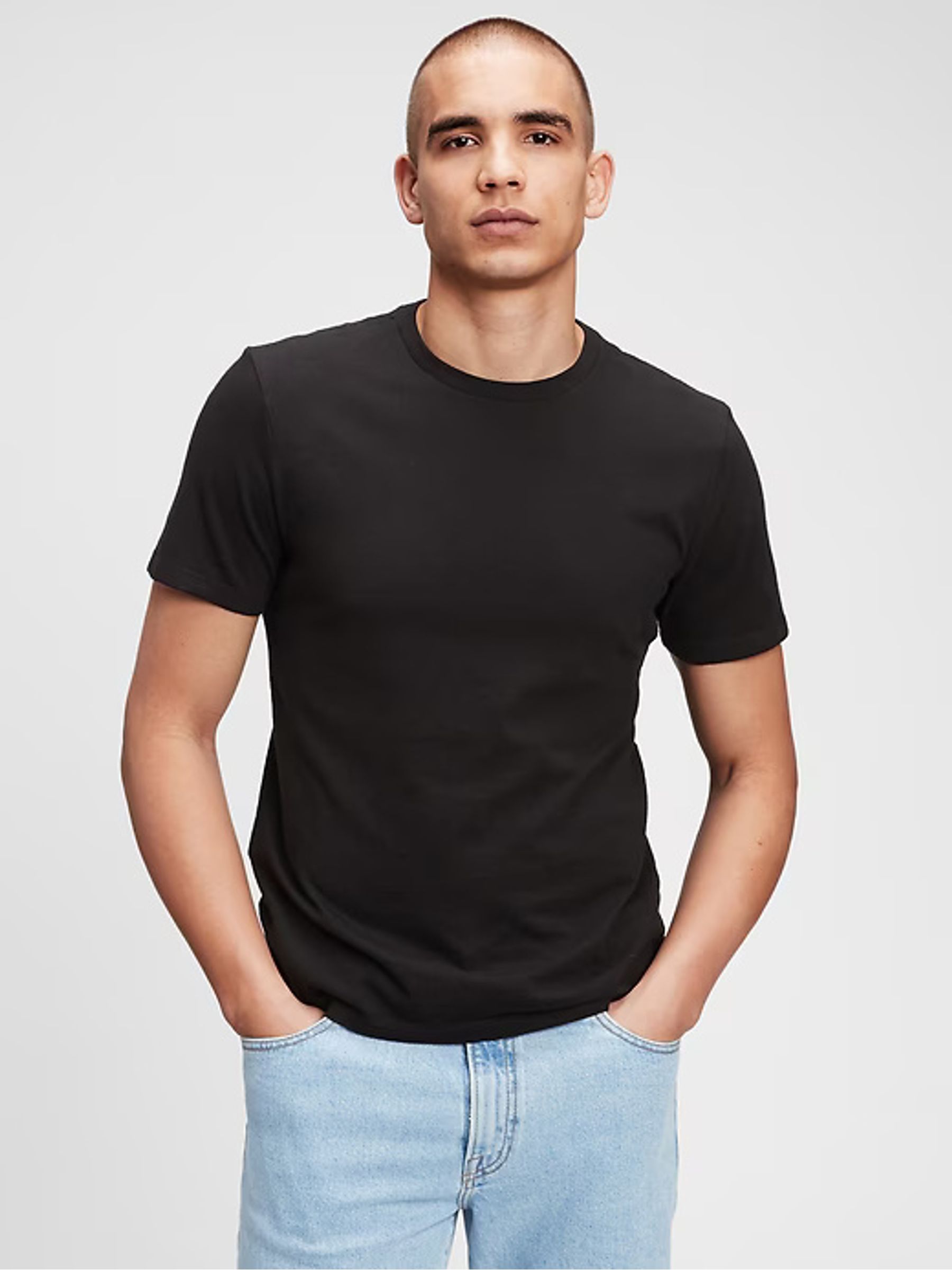 Black Crew Neck Classic 100% Cotton Short Sleeve T-Shirt - Image 7 of 8