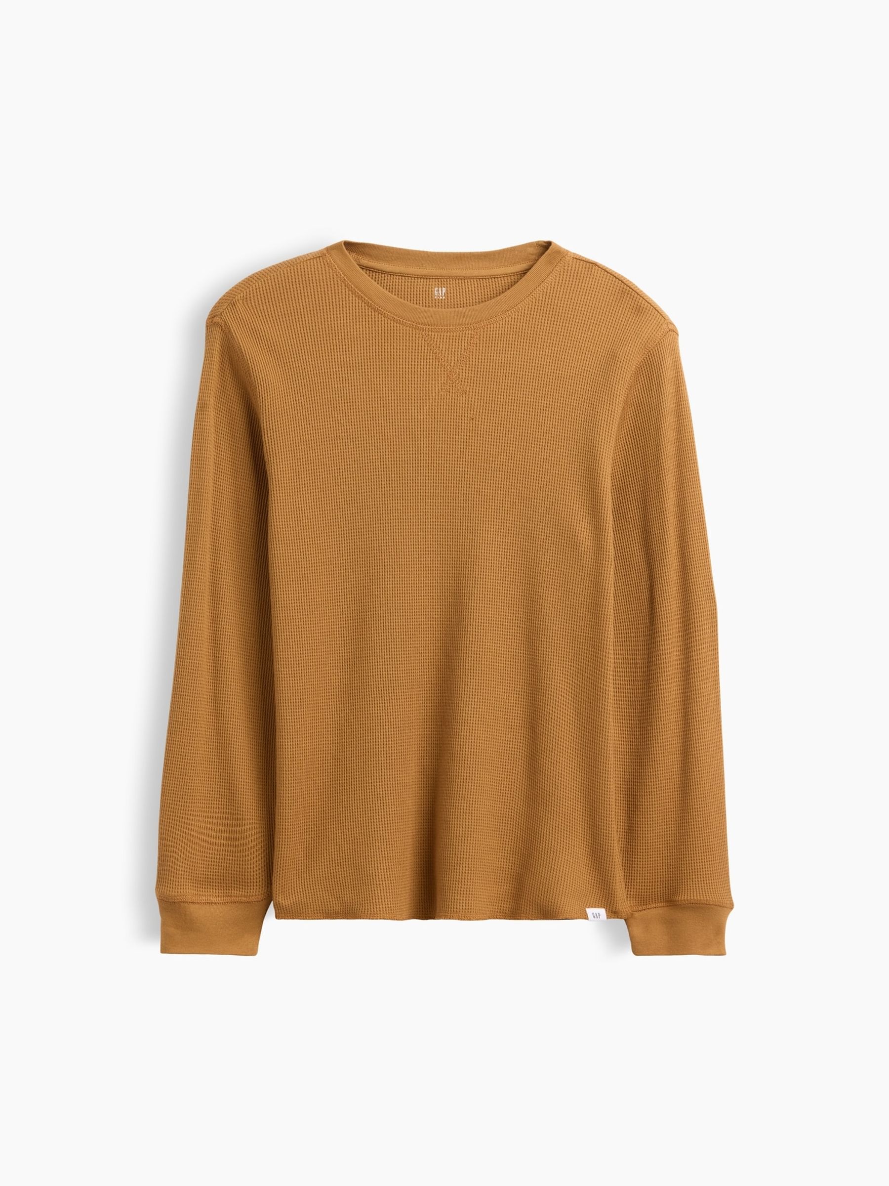 Tan Brown Waffle-Knit Long Sleeve T-Shirt - Image 1 of 3
