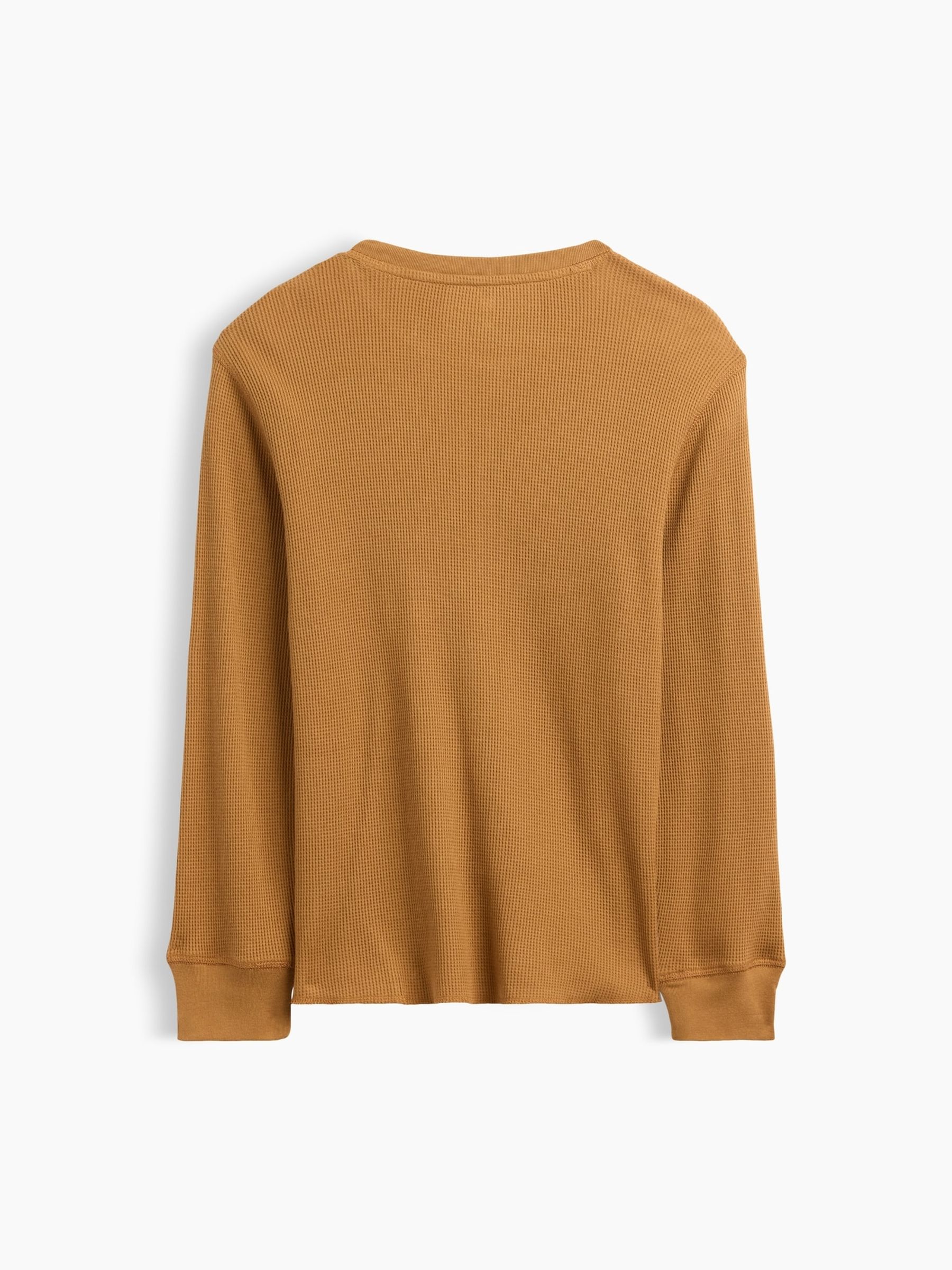 Tan Brown Waffle-Knit Long Sleeve T-Shirt - Image 2 of 3