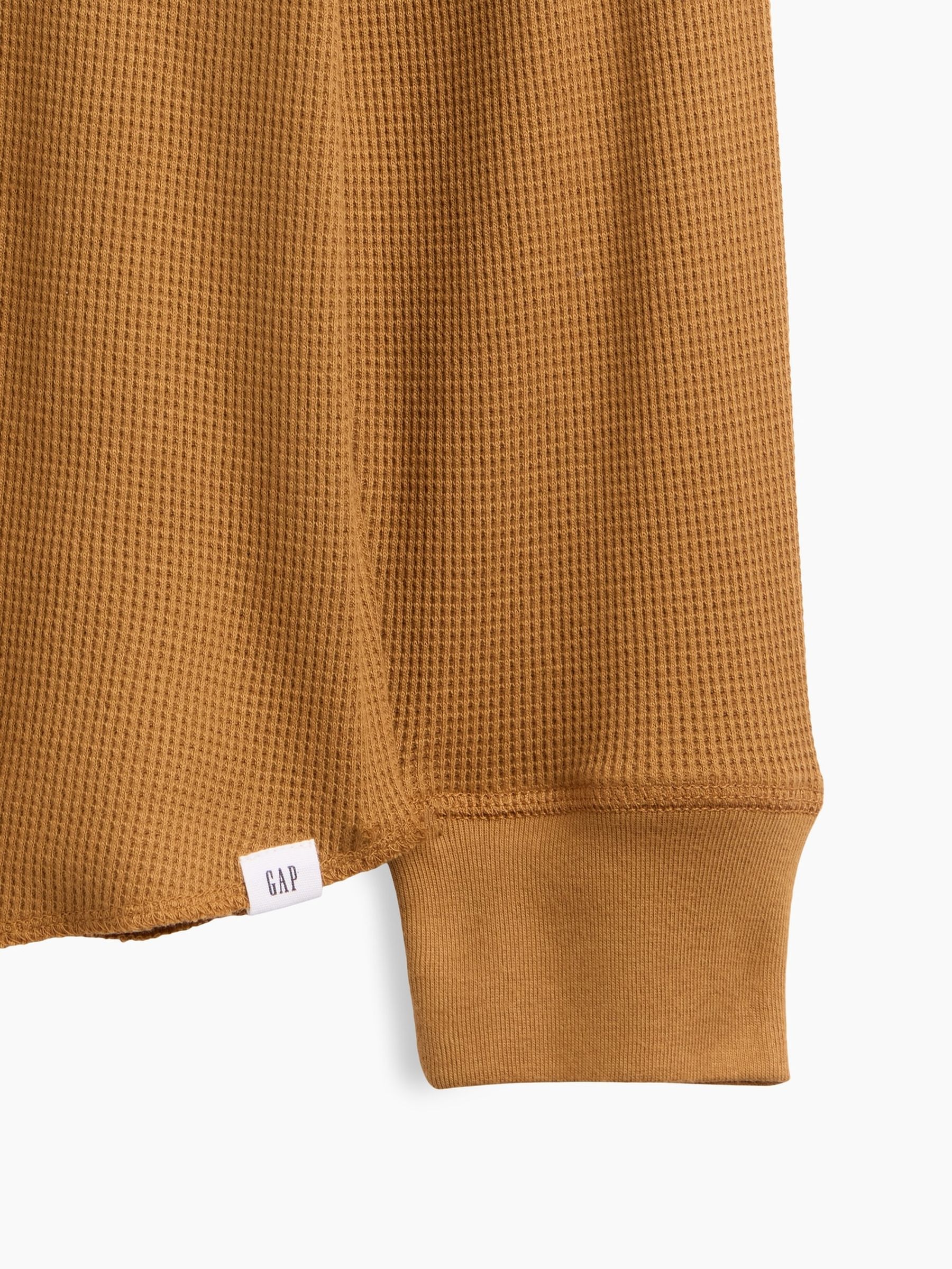 Tan Brown Waffle-Knit Long Sleeve T-Shirt - Image 3 of 3