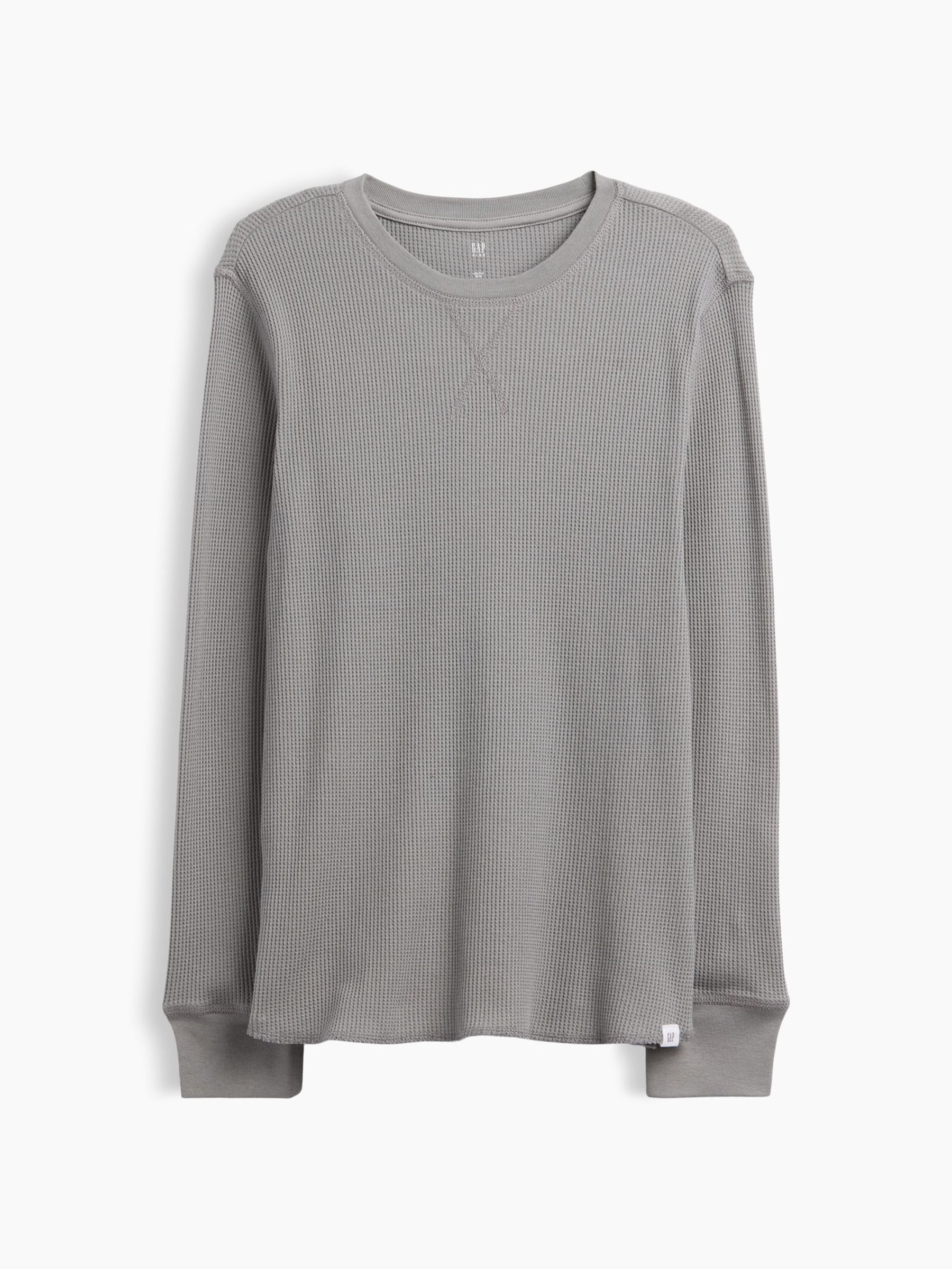 Grey Waffle-Knit Long Sleeve T-Shirt - Image 1 of 3