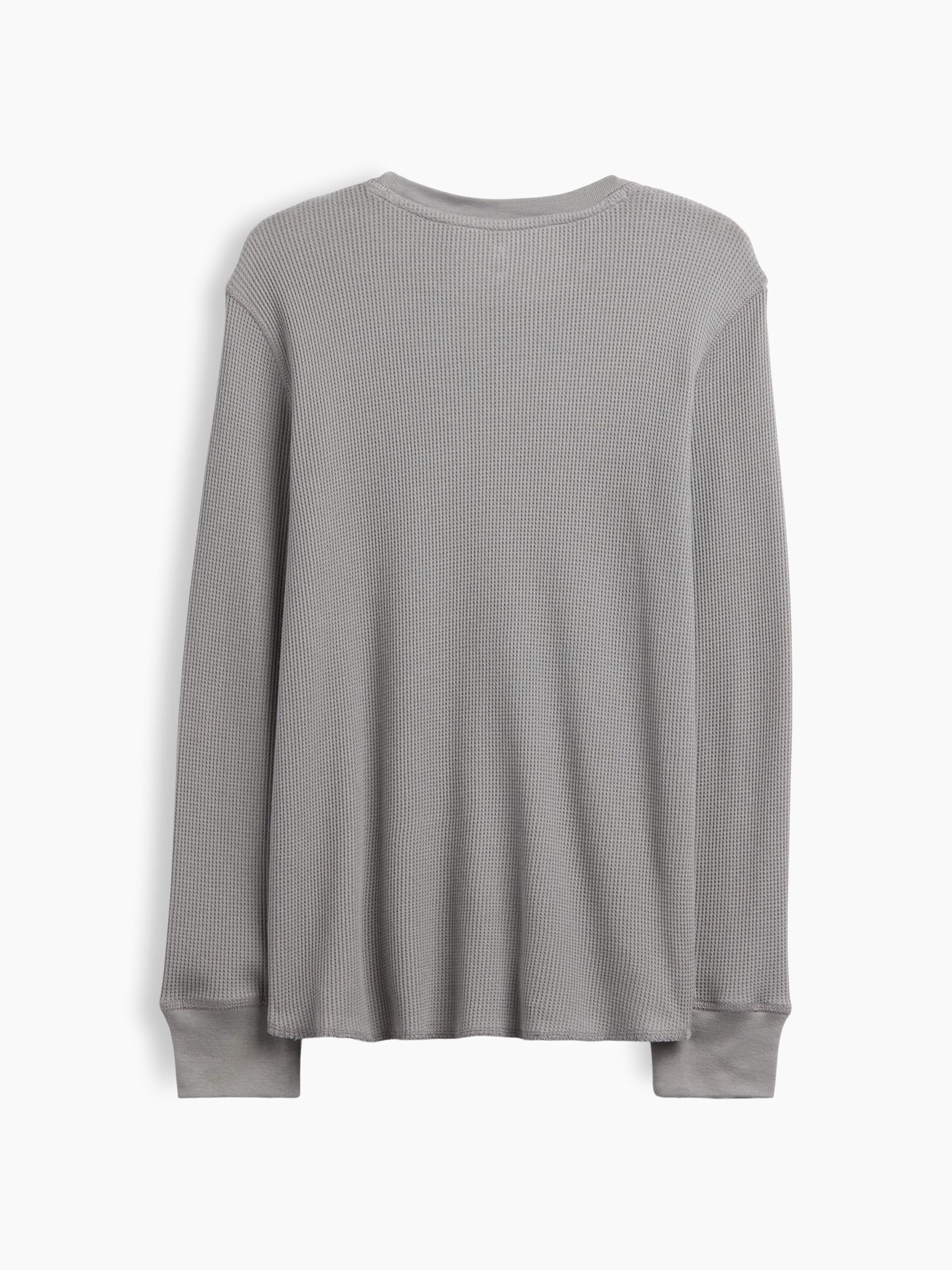 Grey Waffle-Knit Long Sleeve T-Shirt - Image 2 of 3