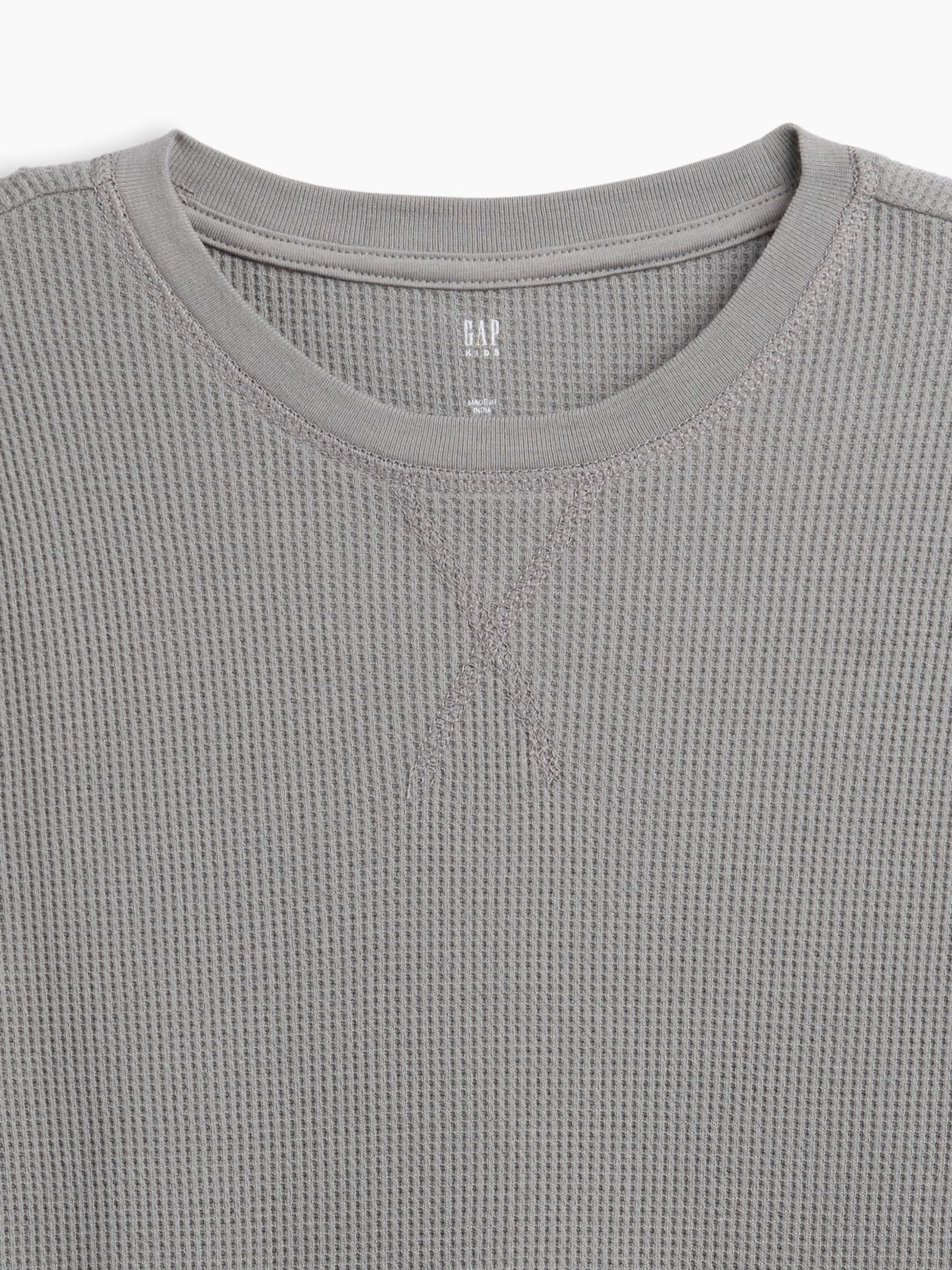 Grey Waffle-Knit Long Sleeve T-Shirt - Image 3 of 3