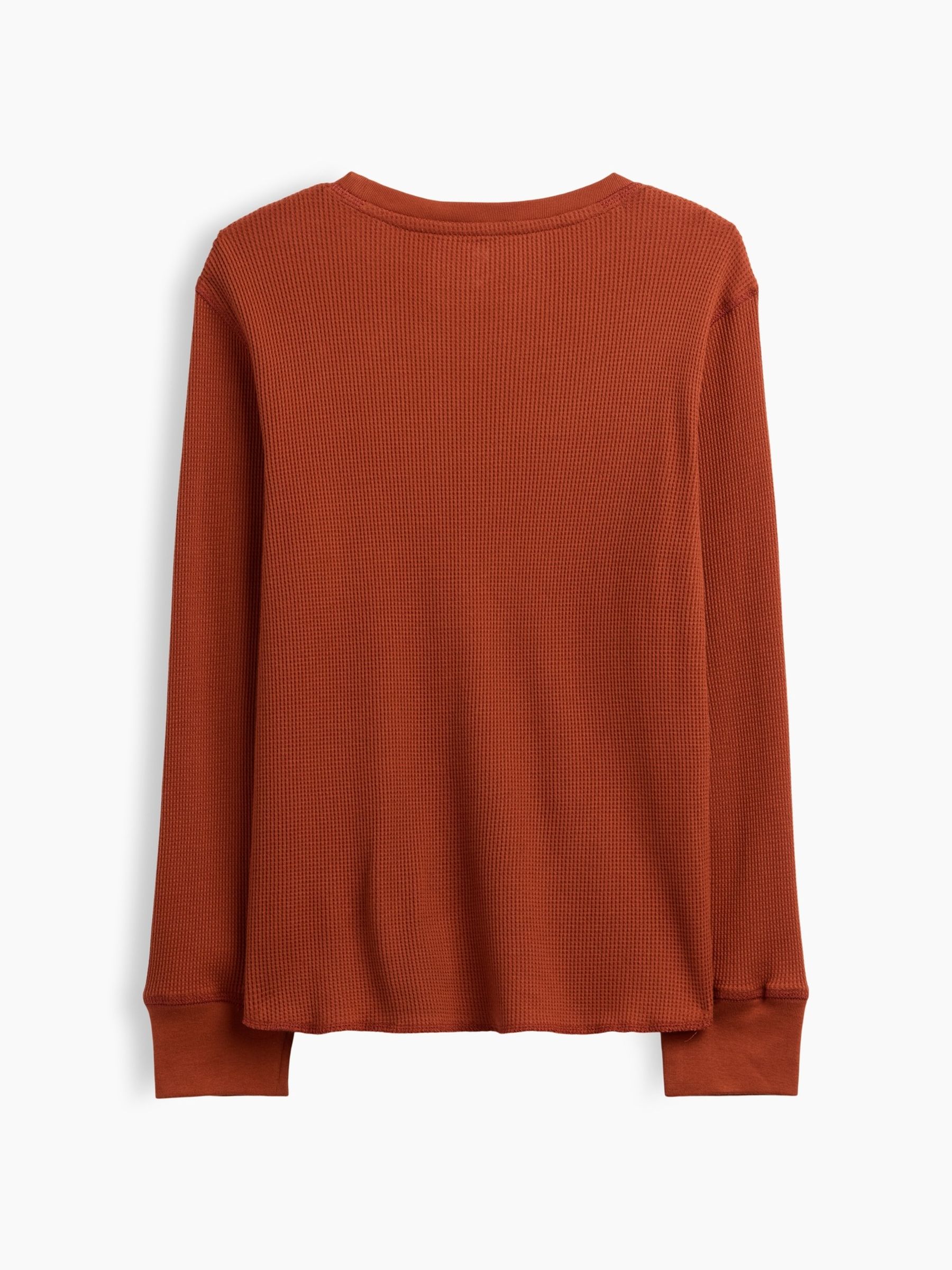Burnt Orange Waffle-Knit Long Sleeve T-Shirt - Image 2 of 3