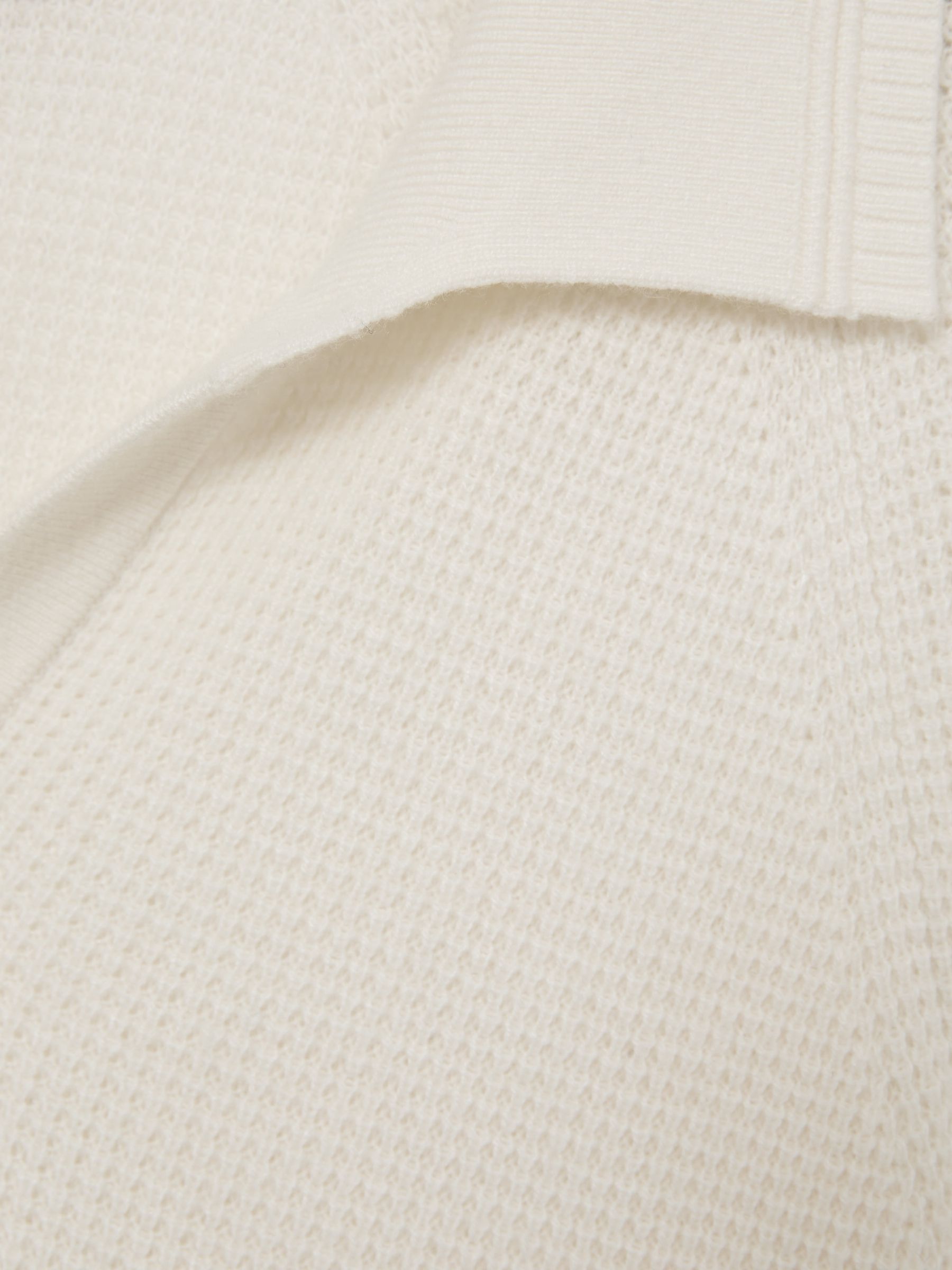 Textured-Knit Open-Collar Jumper with Wool in White - Image 6 of 6