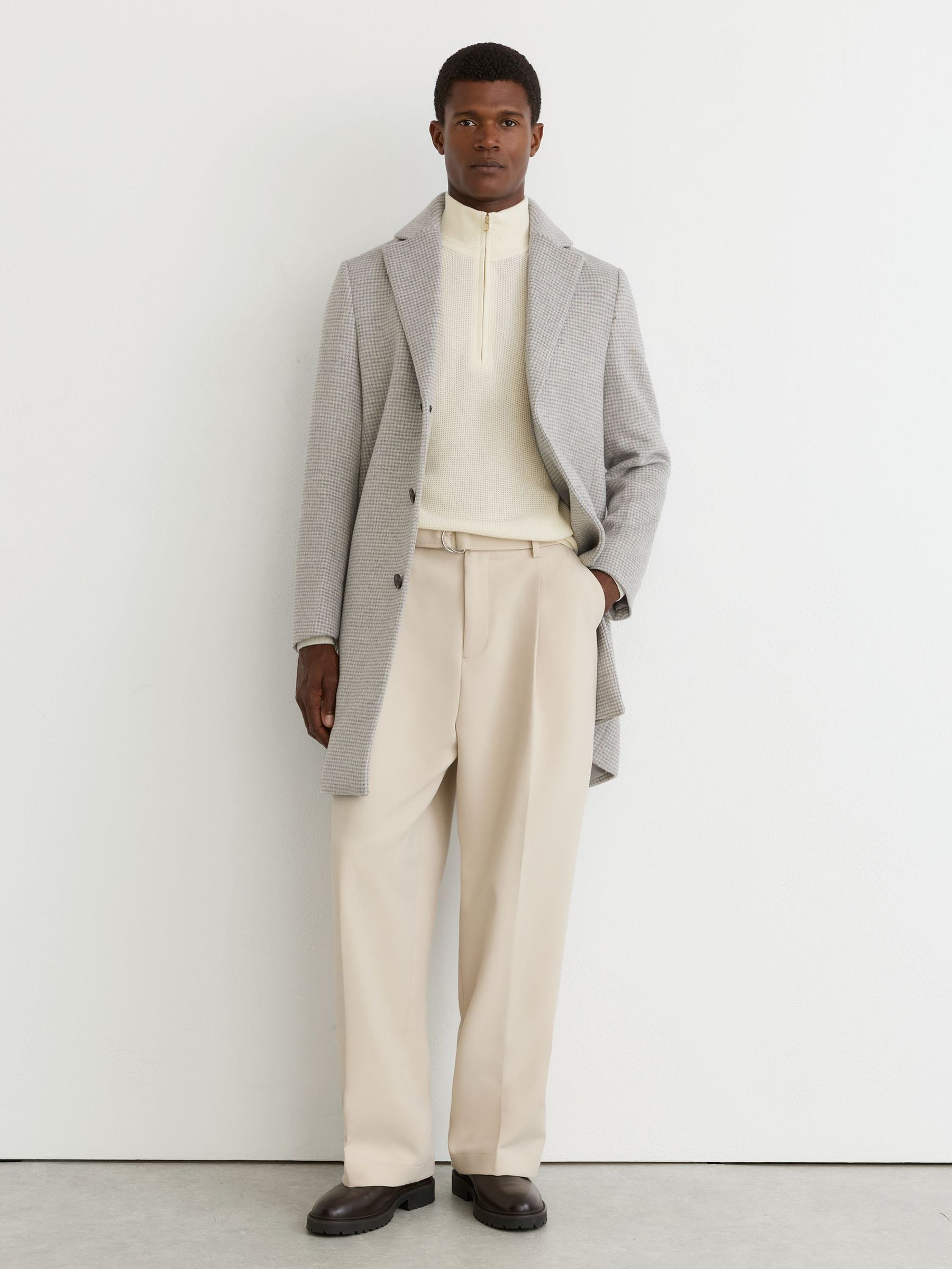 Textured-Knit Funnel-Neck Half-Zip Jumper with Wool in White - Image 3 of 6